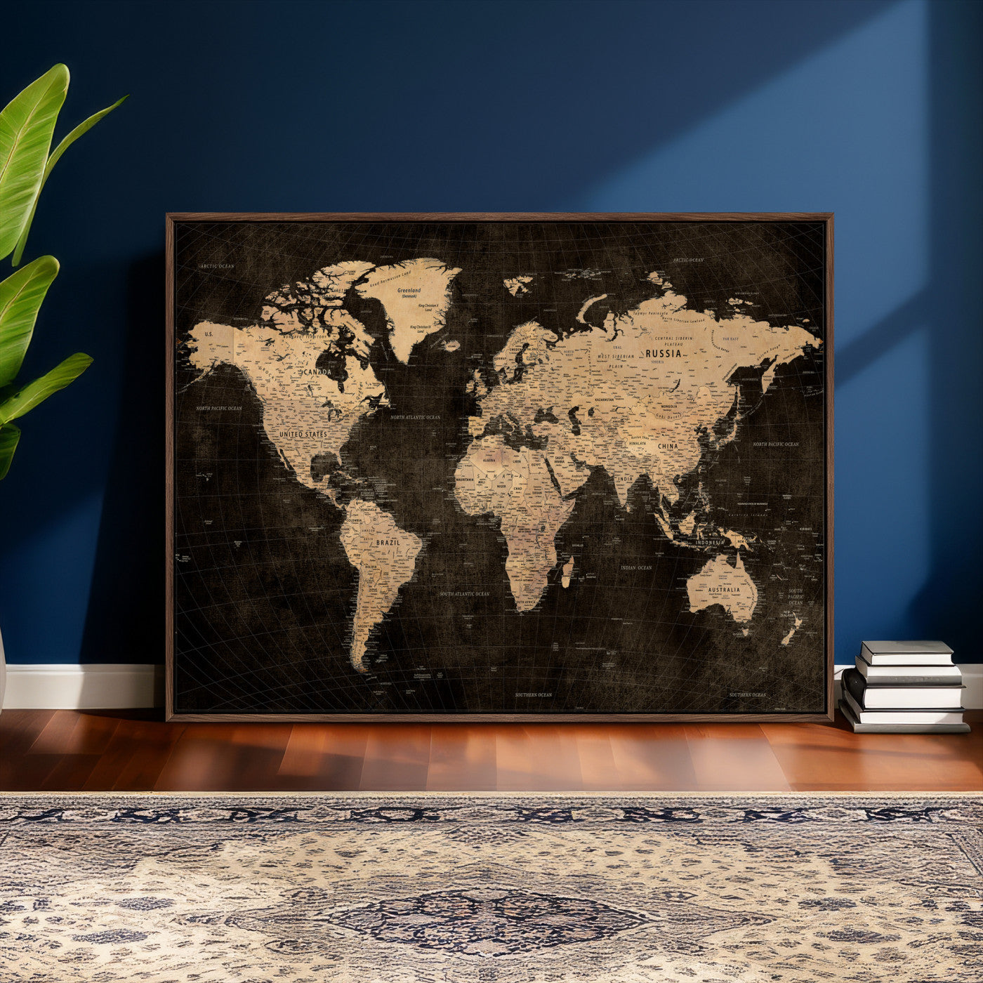 15118265-MGV-CV-36X24 - World Map Wall Art Canvas Print, Modern Decorative Framed Map Artwork Prints for Living Room, Office, Bedroom Wall Decor