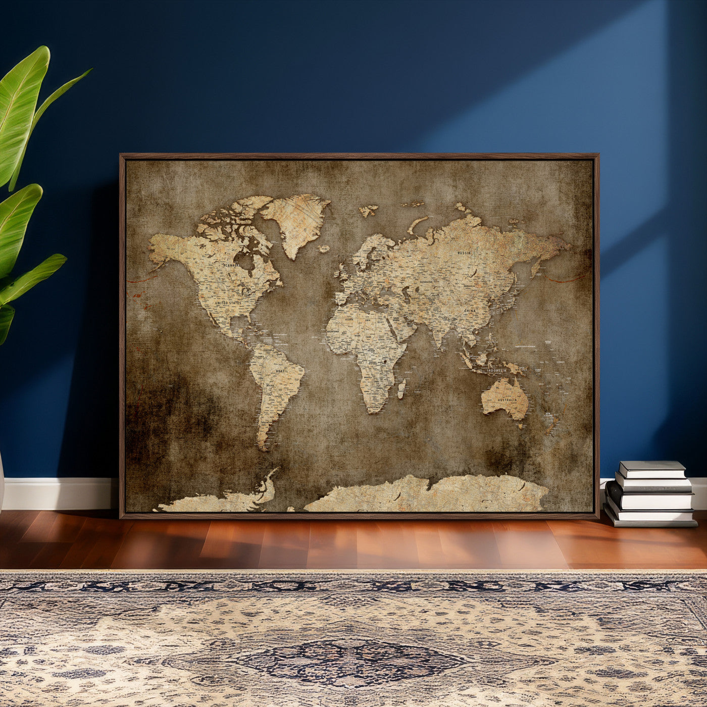 35847542-MGV-CV-36X24 - World Map Wall Art Canvas Print, Modern Decorative Framed Map Artwork Prints for Living Room, Office, Bedroom Wall Decor