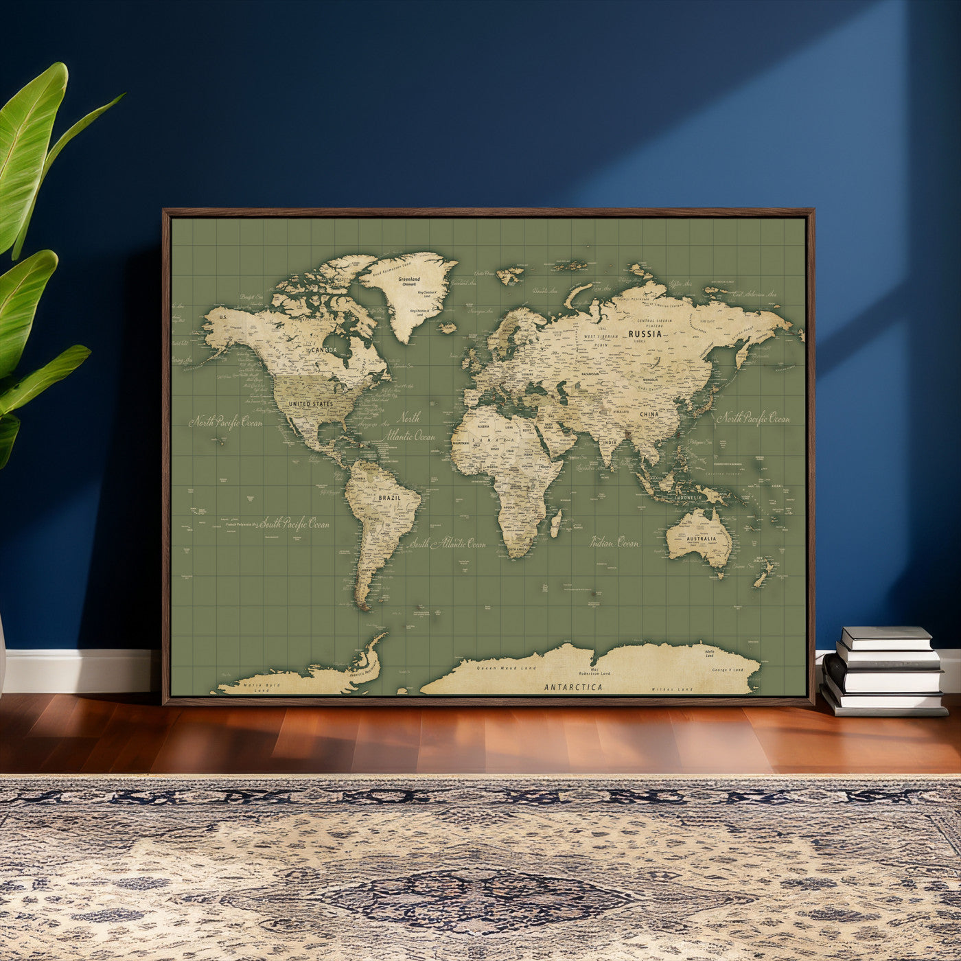 13750241-MGV-CV-36X24 - World Map Wall Art Canvas Print, Modern Decorative Framed Map Artwork Prints for Living Room, Office, Bedroom Wall Decor