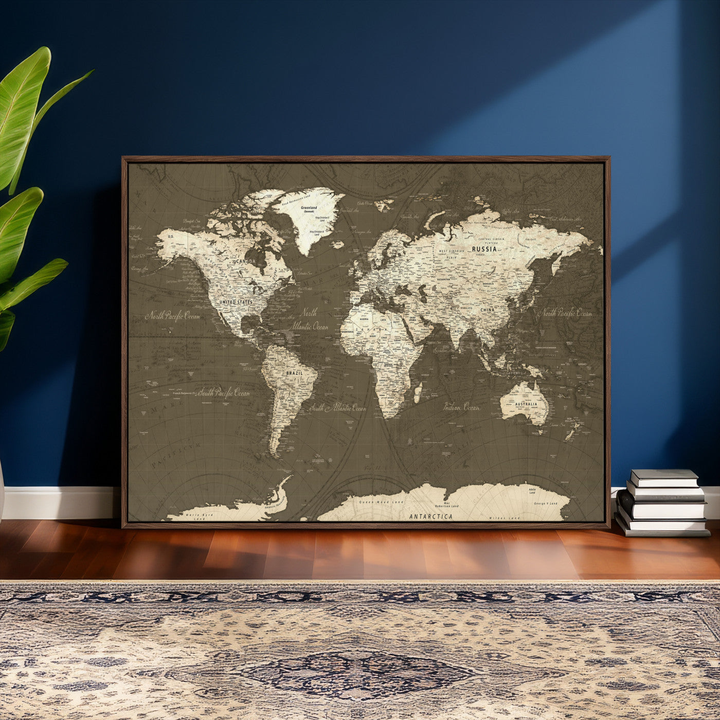 33202610-MGV-CV-36X24 - World Map Wall Art Canvas Print, Modern Decorative Framed Map Artwork Prints for Living Room, Office, Bedroom Wall Decor
