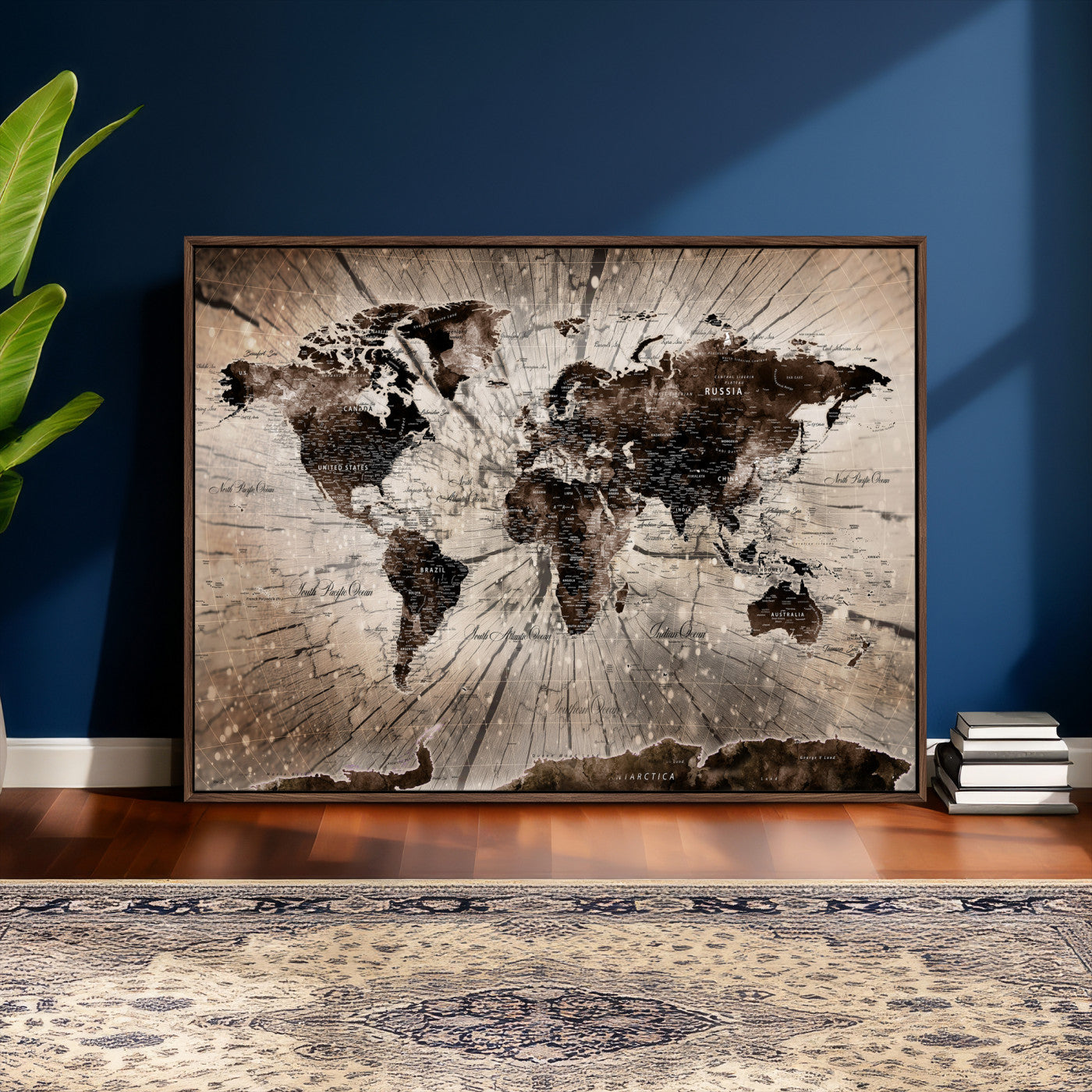 94623295-MGV-CV-36X24 - World Map Wall Art Canvas Print, Modern Decorative Framed Map Artwork Prints for Living Room, Office, Bedroom Wall Decor