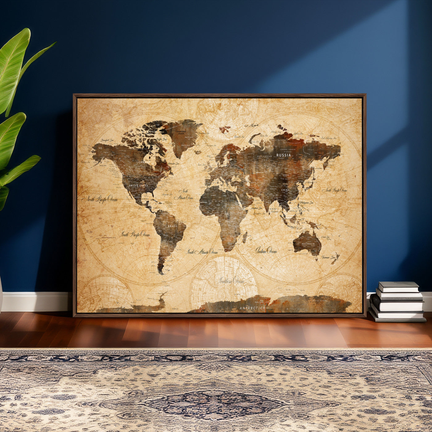 63156625-MGV-CV-36X24 - World Map Wall Art Canvas Print, Modern Decorative Framed Map Artwork Prints for Living Room, Office, Bedroom Wall Decor