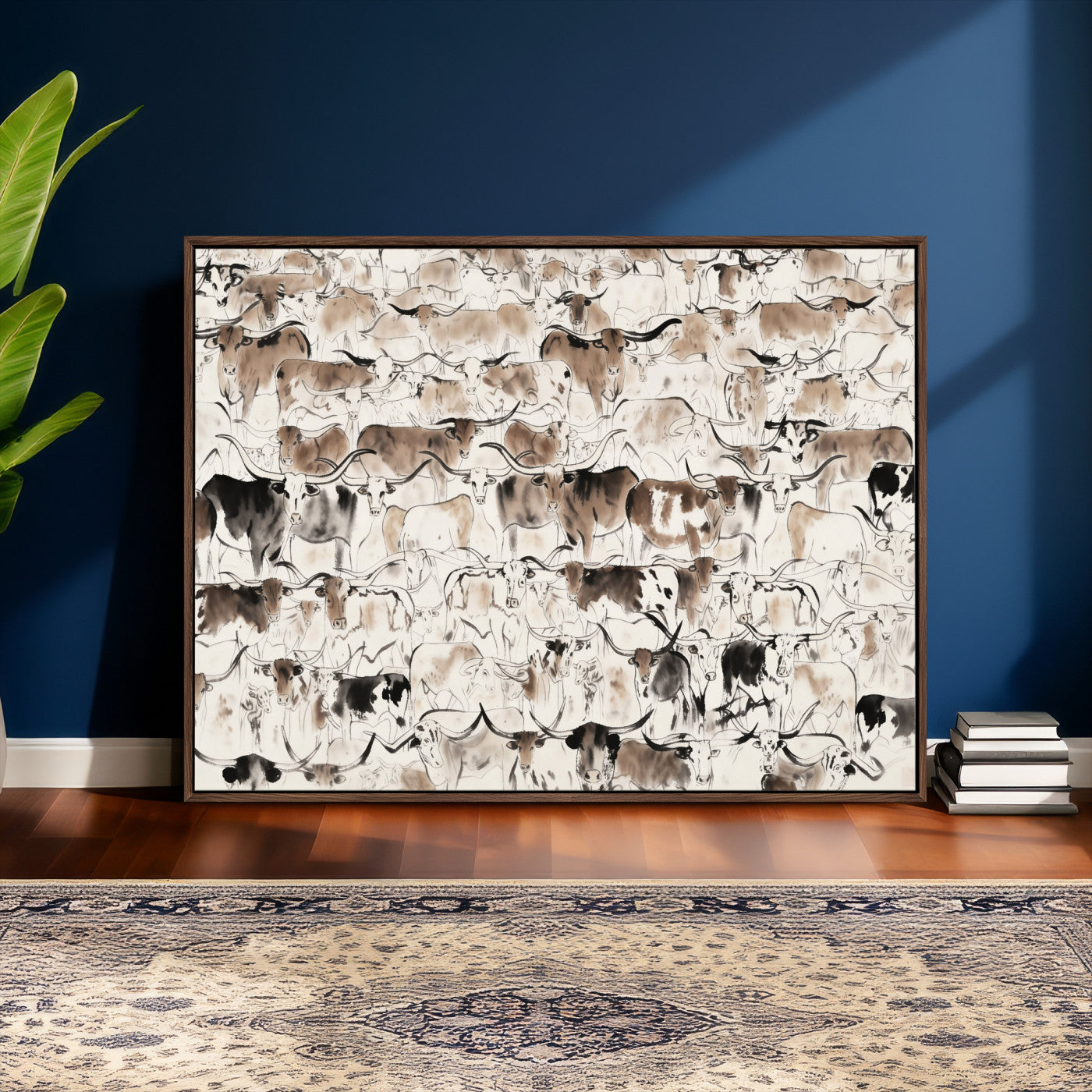 66685375-MGV-CV-36X24 - Farmhouse Animals Wall Art Canvas Print - Abstract Farm Animal Drawing Mid-Century Wall Art for Cabin Decor