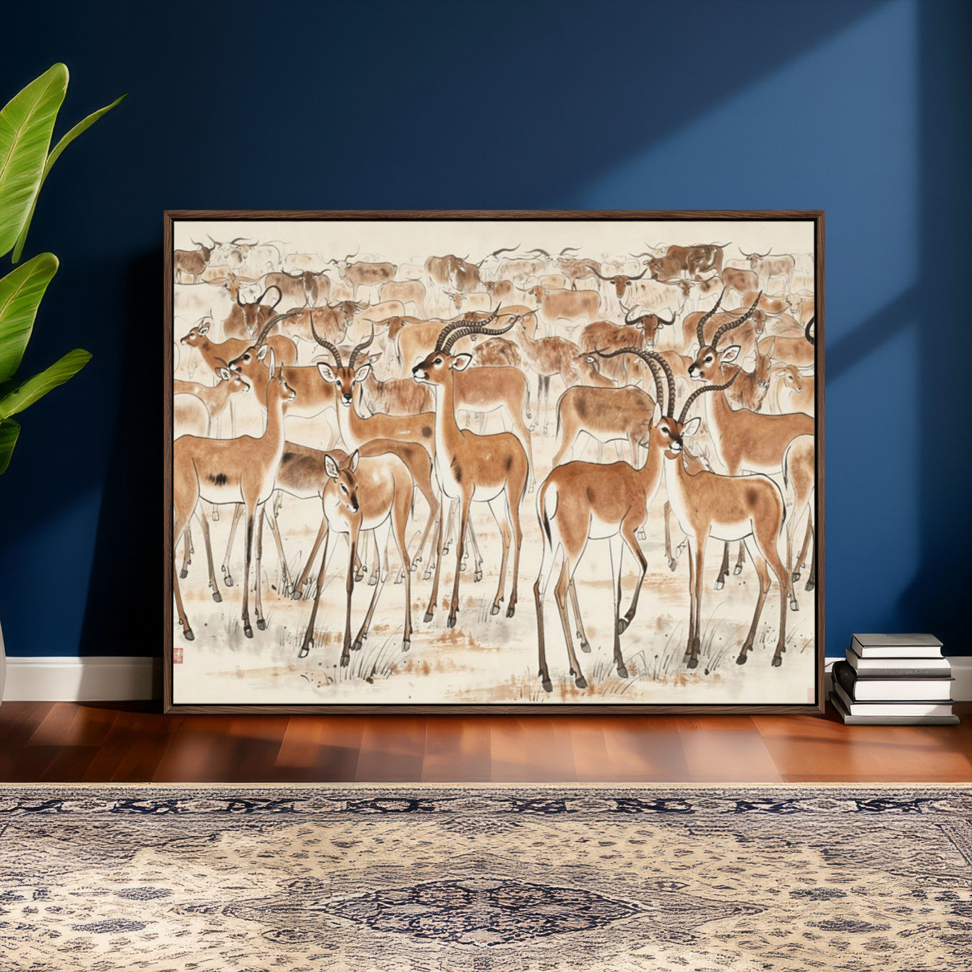67375088-MGV-CV-36X24 - Farmhouse Animals Wall Art Canvas Print - Abstract Farm Animal Drawing Mid-Century Wall Art for Cabin Decor