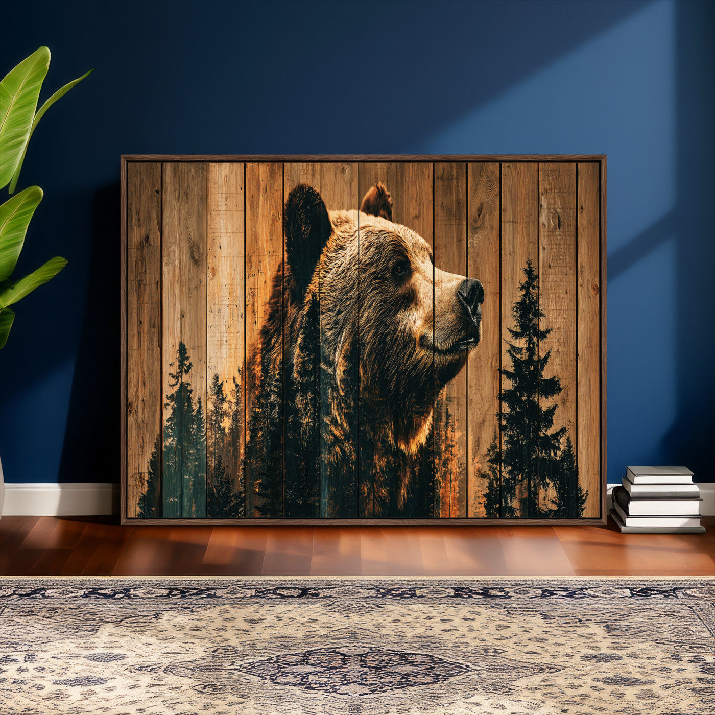 31552198-MGV-CV-36X24 - Rustic Bear Wall Art Canvas Print – Woodland Wildlife Artwork Print for Cabin, Lodge, and Farmhouse Home Decor