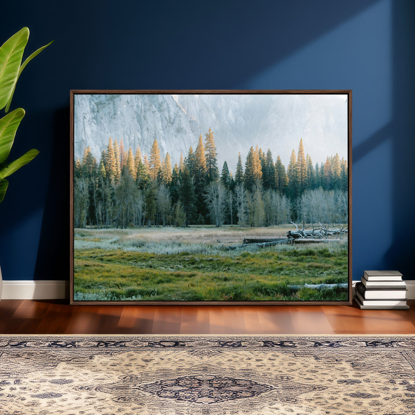 95548744-MGV-CV-36X24 - Forest Meadow Wall Art Canvas Print, Pine Tree Landscape Nature Artwork, Mountain Valley Scenic Photography, Calm Wilderness Wall Decor