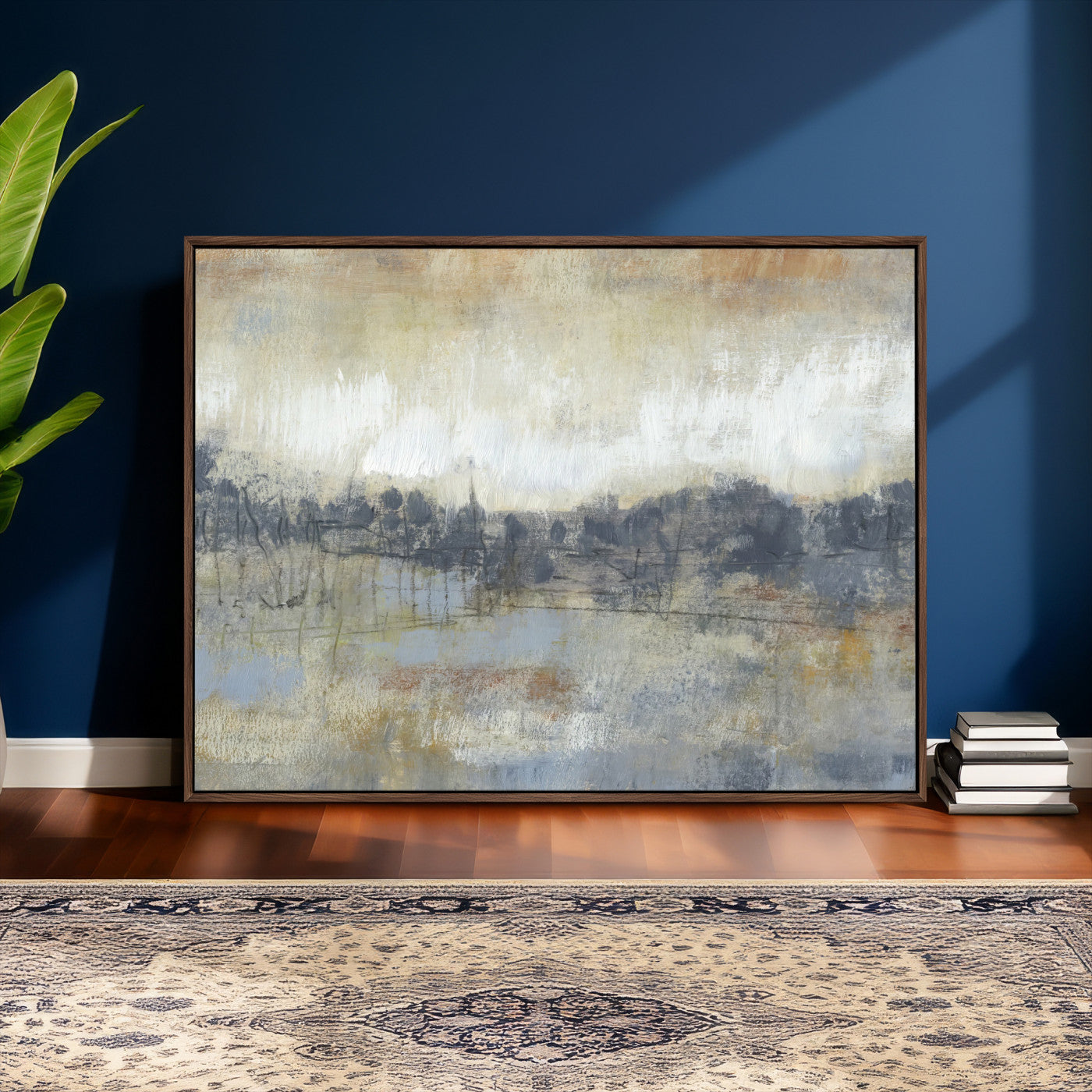 73973590-MGV-CV-36X24 - Abstract Neutral Landscape Painting Wall Art Canvas Print, Modern Minimal Texture Horizon Canvas Print, Beige Gray Contemporary Abstract Art Printing