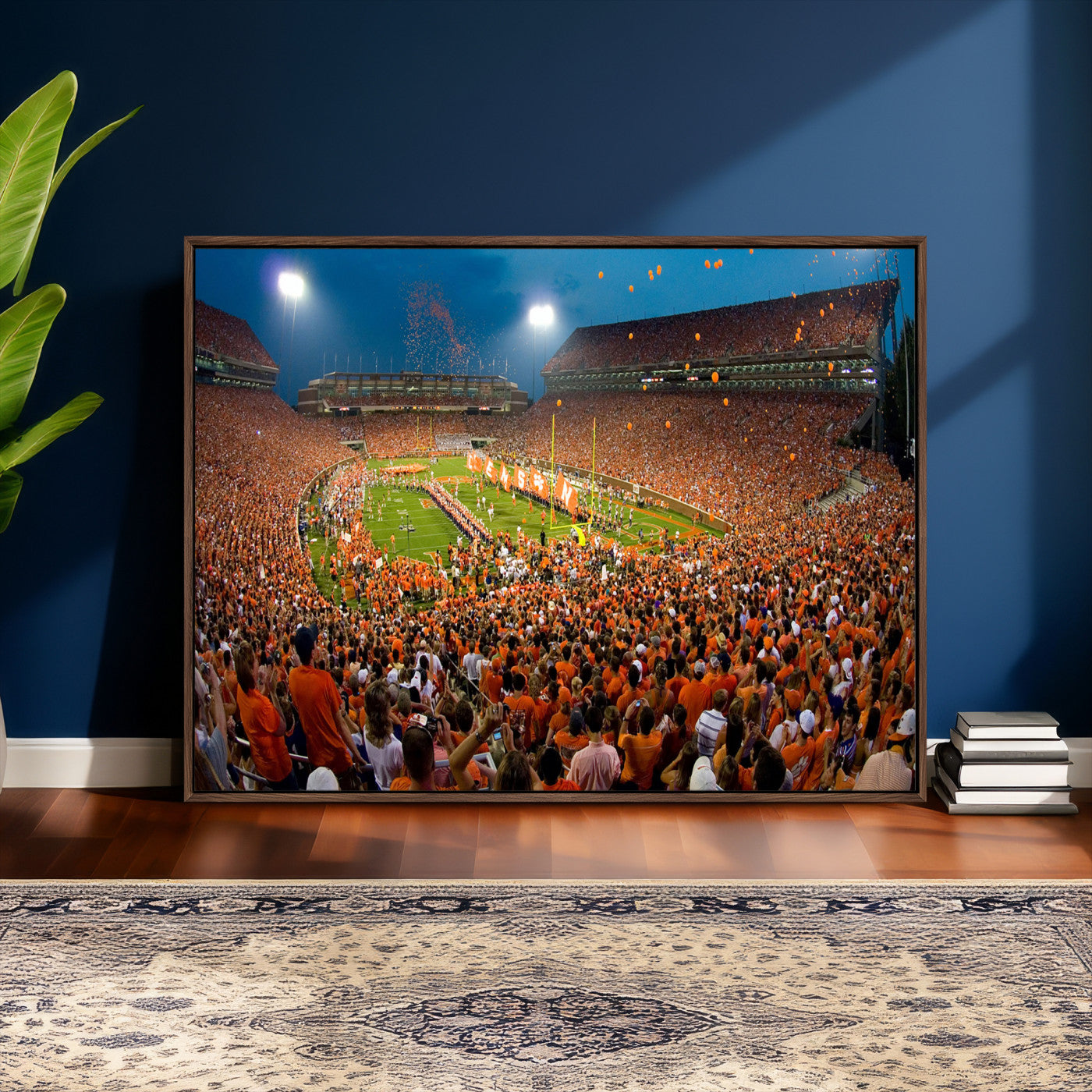 42850097-MGV-CV-36X24 - Clemson Tigers Memorial Stadium Wall Art Canvas Print, Death Valley Football Stadium Artwork, Packed Game Night Crowd Scene