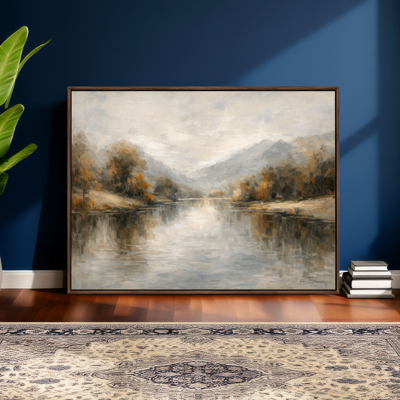 62194542-MGV-CV-36X24 - Abstract Landscape Wall Art Canvas Print, Modern Lake Printing Wall Decor for Contemporary Interiors