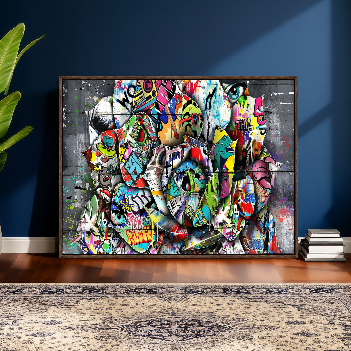 77553344-MGV-CV-36X24 - Abstract Graffiti Collage Street Art Wall Art Canvas Print, Colorful Urban Pop Art Canvas Print, Modern Graffiti Patchwork Contemporary Art Printing