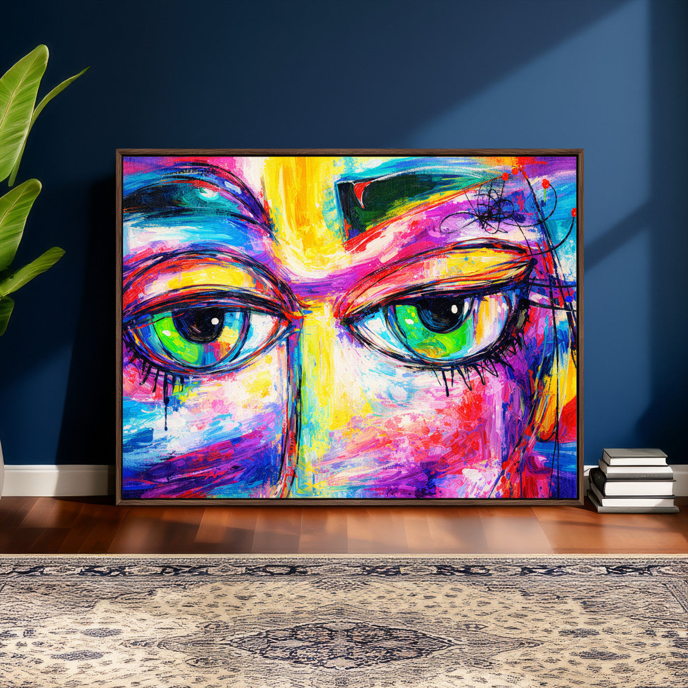 99390655-MGV-CV-36X24 - Colorful Abstract Face Wall Art Canvas Print – Modern Pop Art Portrait Artwork for Contemporary Living Room Decor