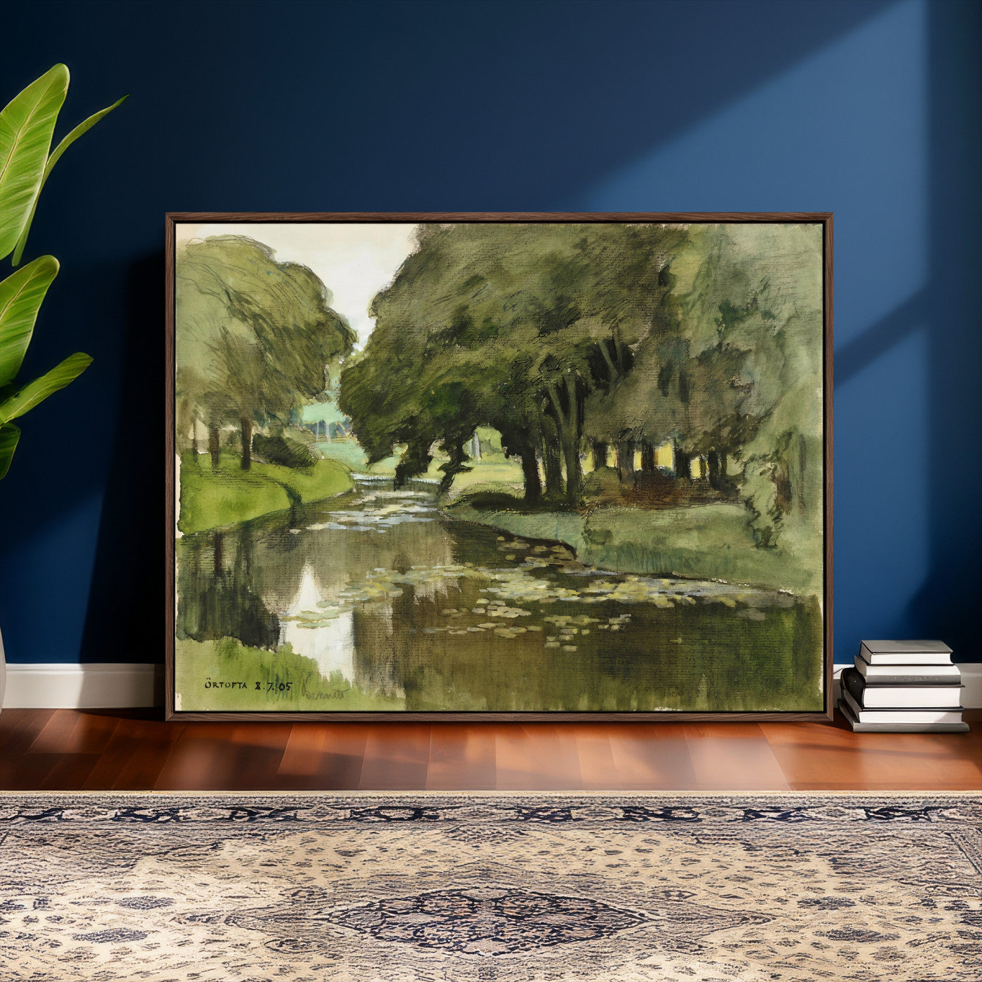 54446767-MGV-CV-36X24 - Anders Zorn Watercolor Canvas Print, Örtofta 1905 Swedish River Landscape, Impressionist Nature Art, Scandinavian Wall Decor, Plein Air Painting Print