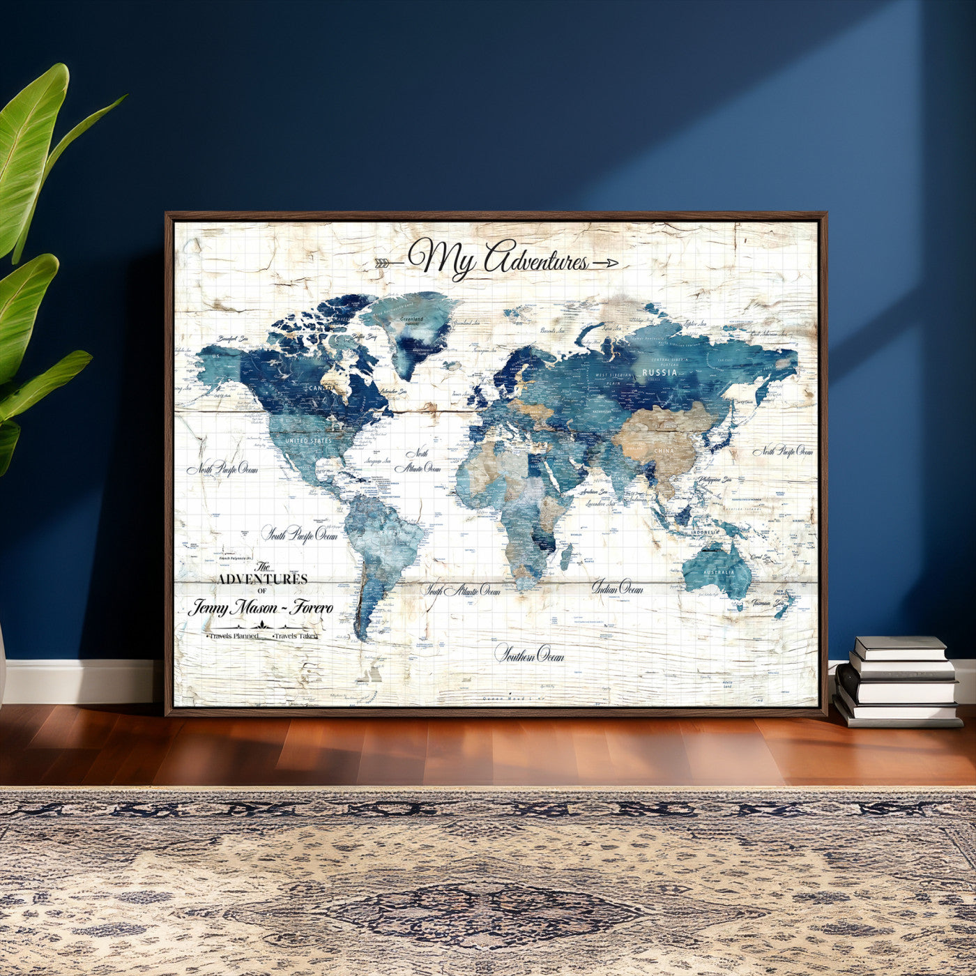 18761277-MGV-CV-36X24 - Watercolor World Map Canvas Wall Art Print – Abstract Colorful Travel Wall Decor