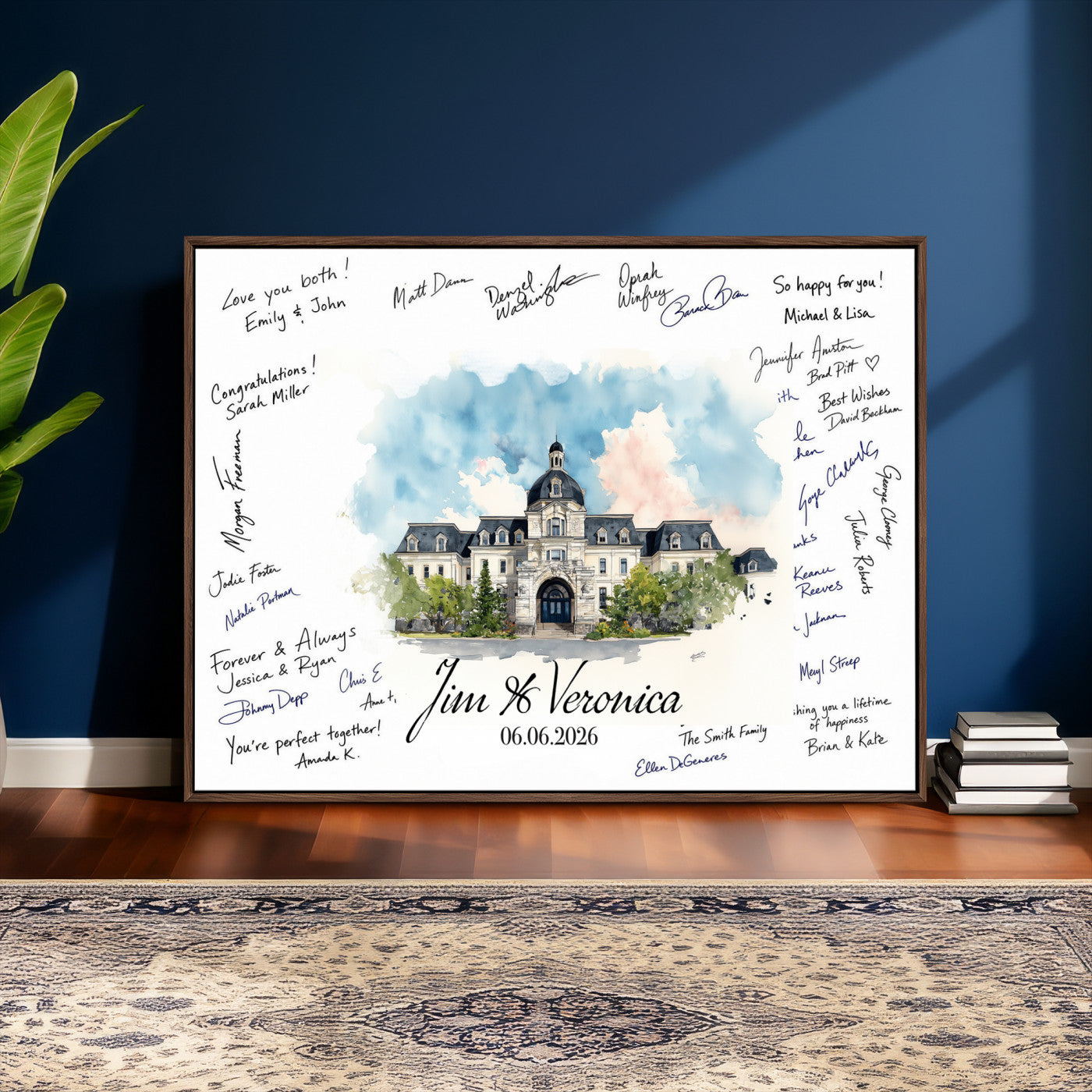 38232057-MGV-CV-36X24 - Wedding Guest Book Alternative Wall Art Canvas Print, Personalized Wedding Signature Poster, Custom Couple Photo Guestbook Canvas