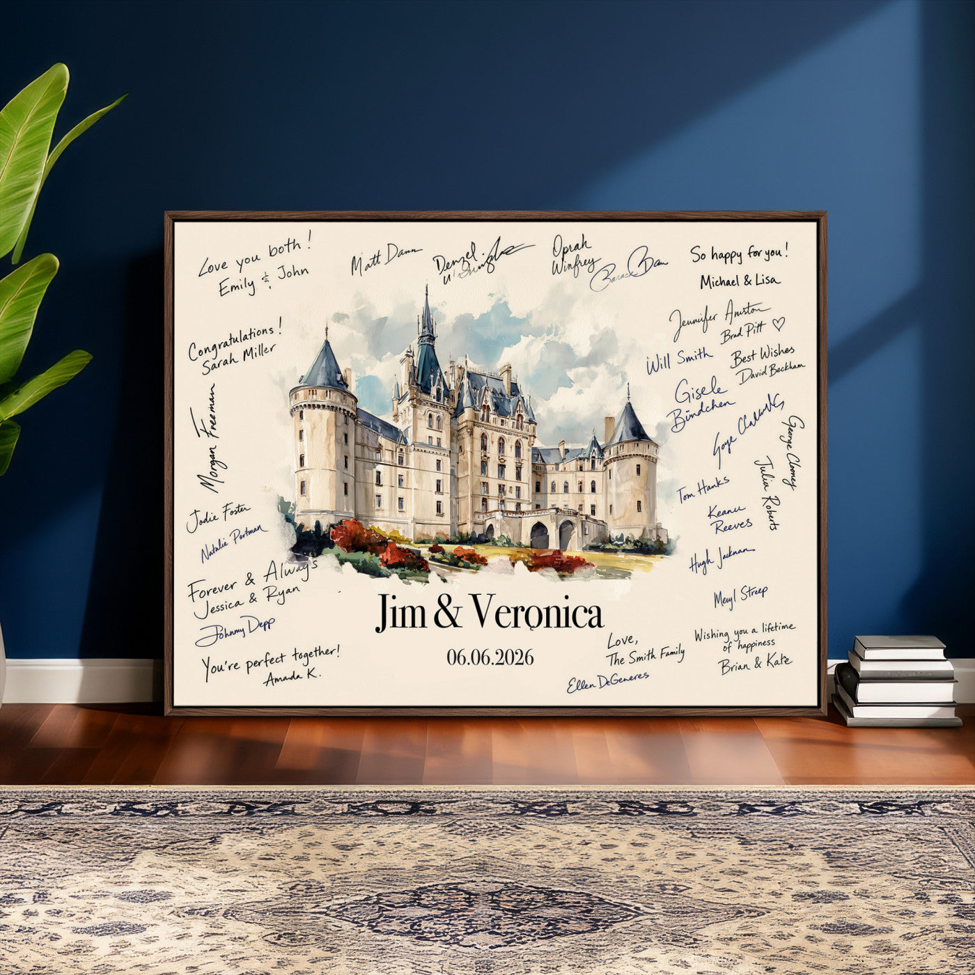 55883547-MGV-CV-36X24 - Wedding Guest Book Alternative Wall Art Canvas Print, Personalized Wedding Signature Poster, Custom Couple Photo Guestbook Canvas