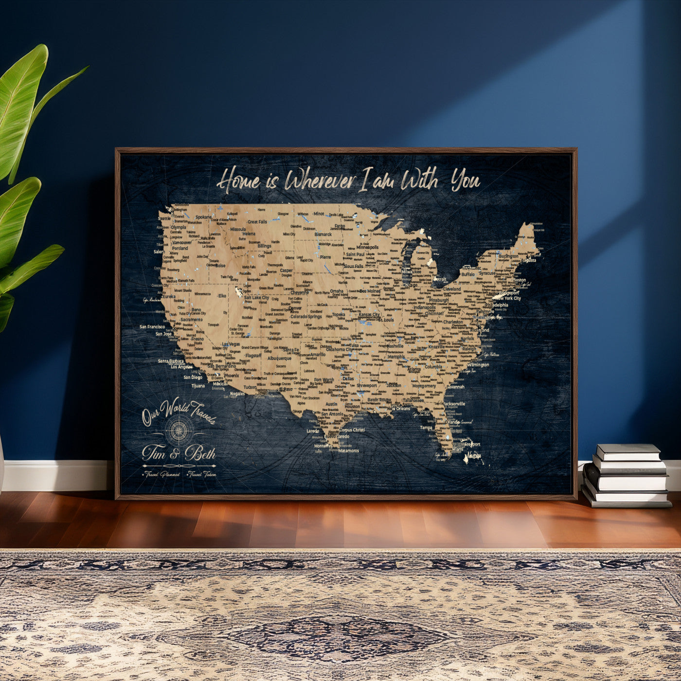 48467834-MGV-CV-36X24 - Custom Push Pin US Map Canvas | Personalized Travel Tracker | USA Cities Map Anniversary Gift for Couples | Adventure America Map Wall Art with Pins