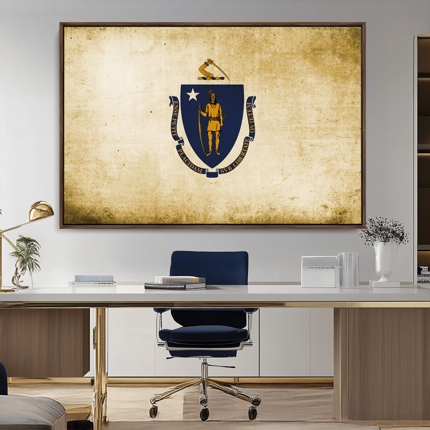 -Massachusetts Flag Wall Art Canvas Print