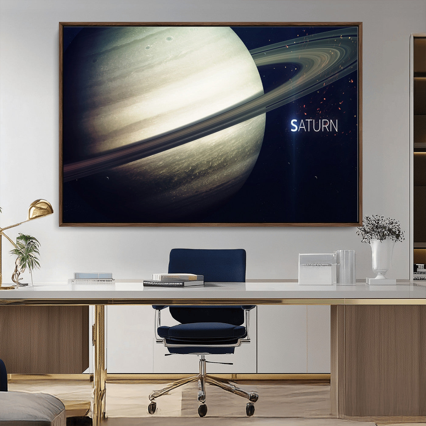 -Framed Saturn Wall Art Canvas Print