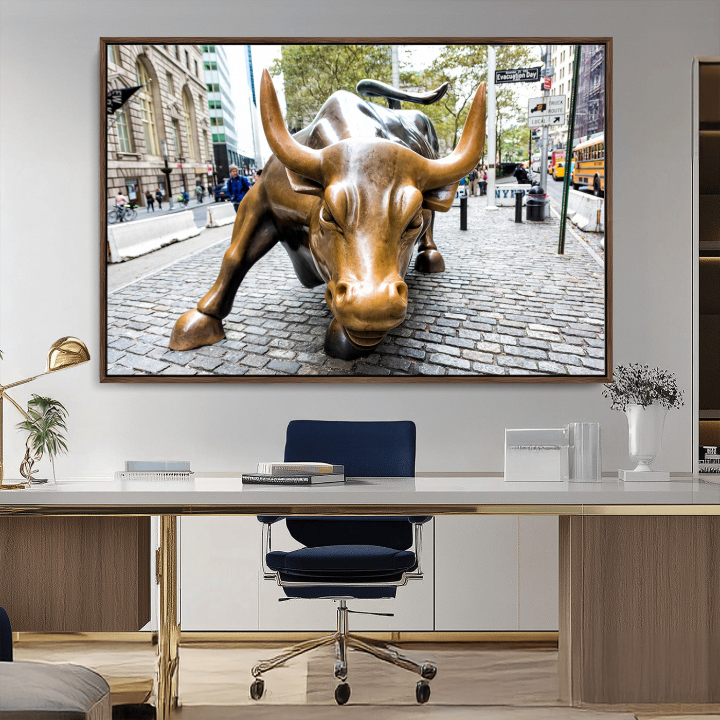 -Charging Bull Wall Art Canvas Print