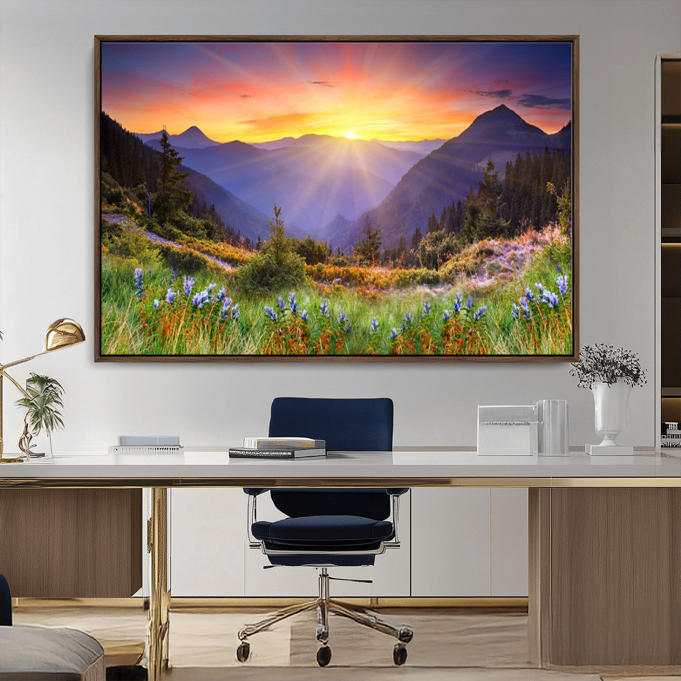-Mountain and Spring Wall Art Canvas Print