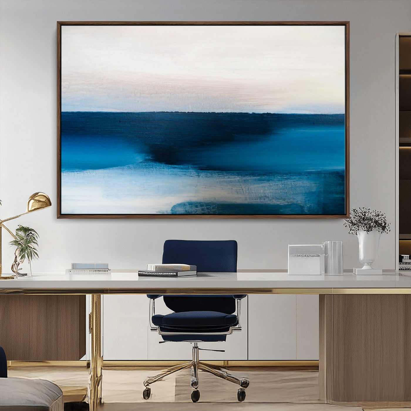 72452-MGV-FC-36X24_Walnut-Dark Blue Abstract Wall Art Canvas Print
