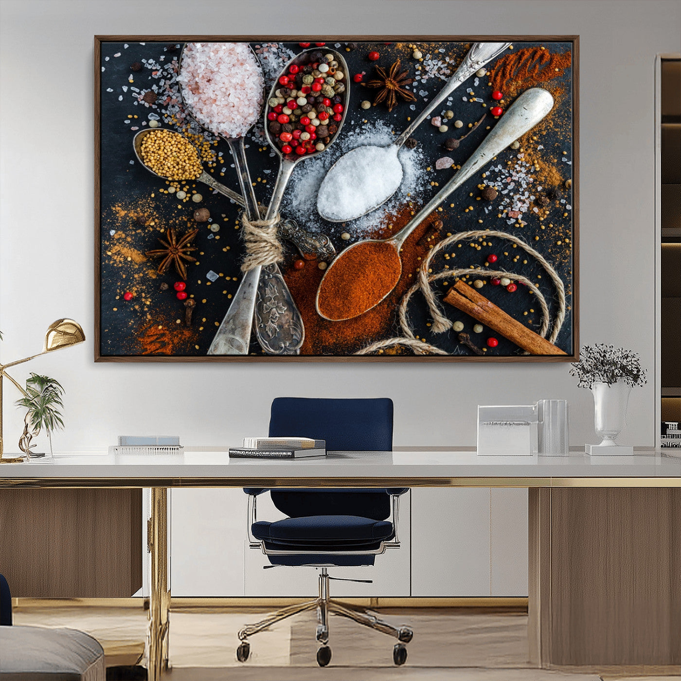 -Spices and Seasonings Canvas Wall Art – Colorful Triptych Kitchen Decor – Culinary Art for Dining