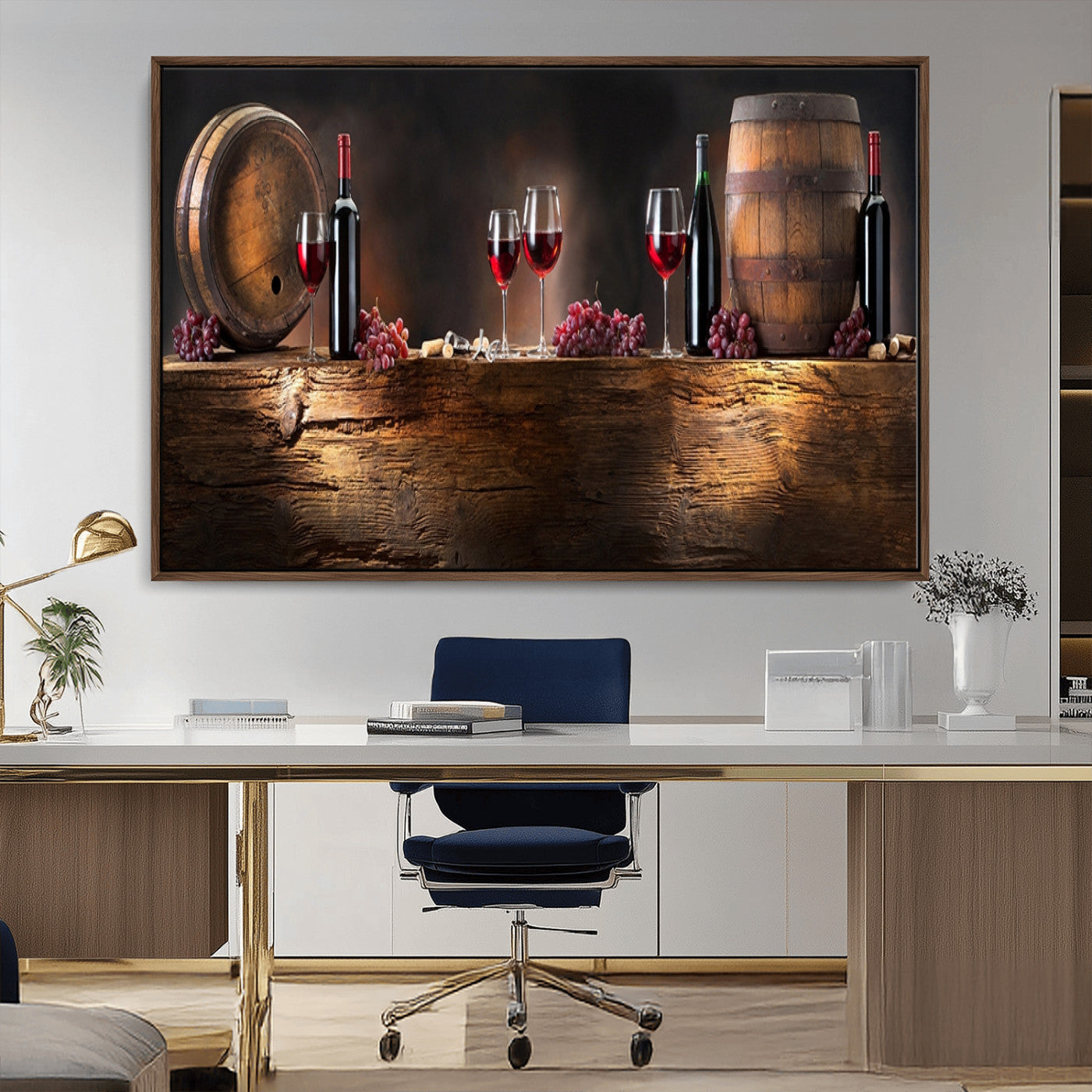 -Wine and Barrels Wall Art Canvas Print