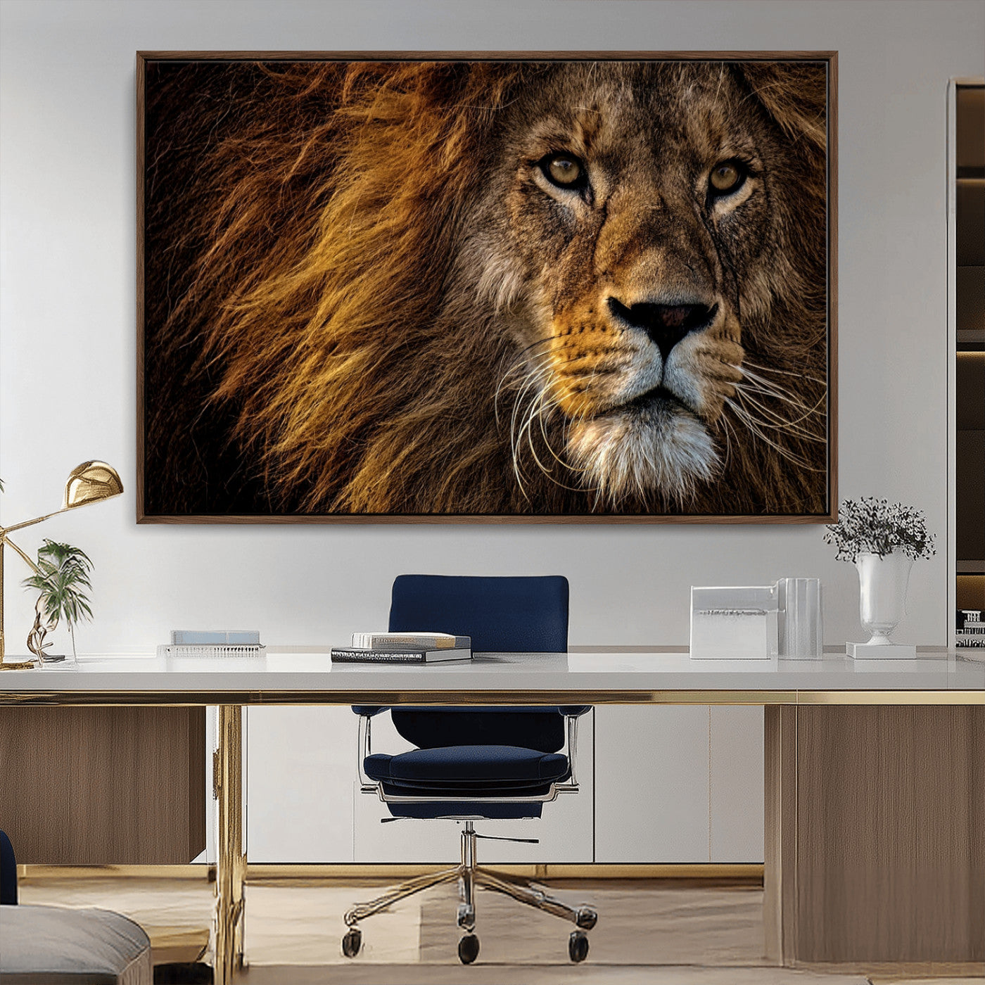 -Mighty Lion Wall Art Canvas Print – Majestic Animal Portrait Artwork for Home, Office, Living Room, Guest Room
