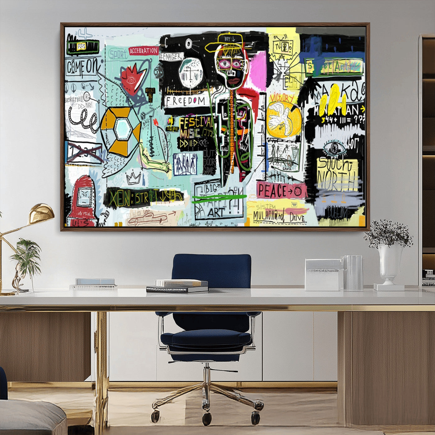 -Graffiti Wall Art – Colorful Urban Street Canvas Print, Modern Expressionist Painting for Living Room, Studio or Office, Bold Art Decor