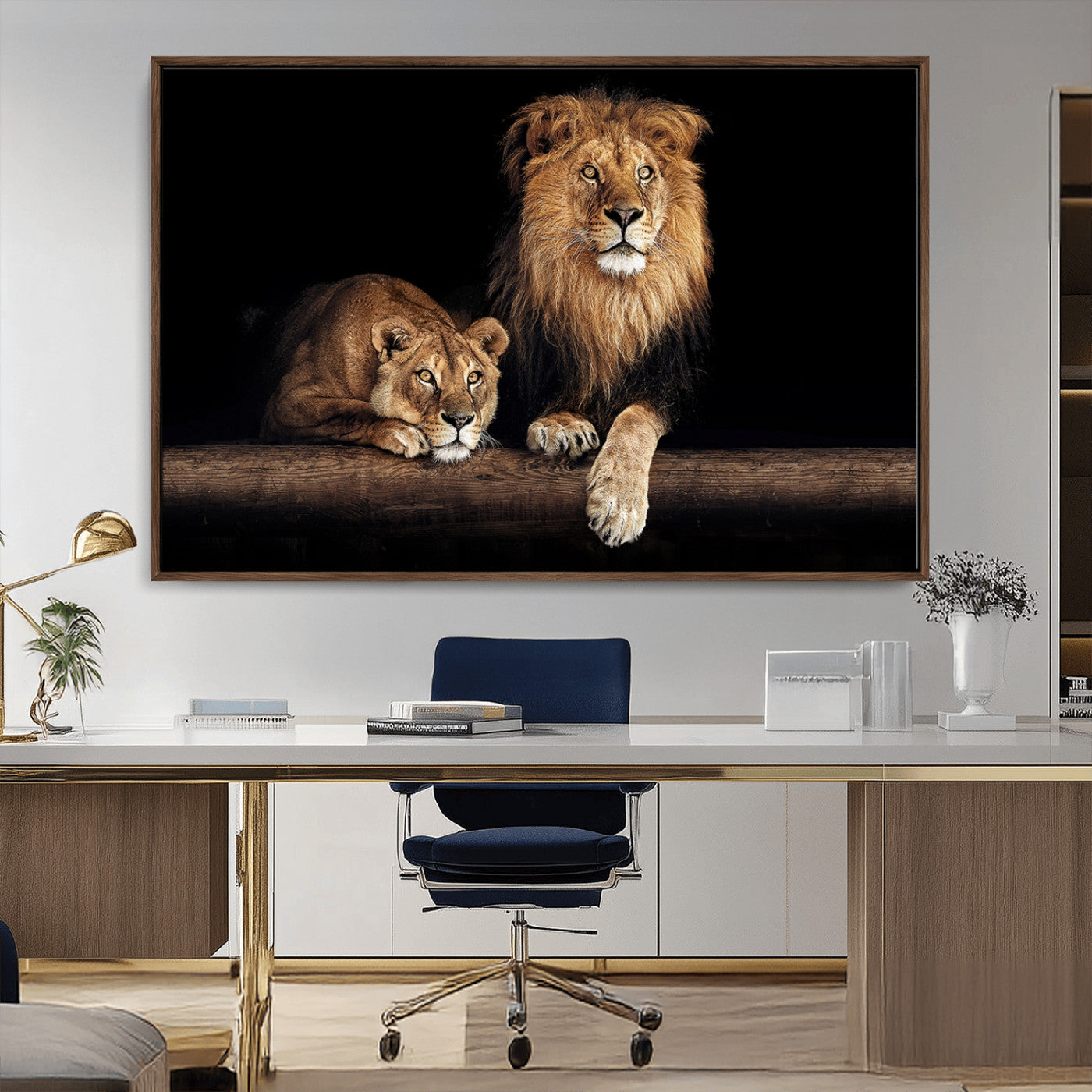-Lion Canvas Wall Art – Majestic Animal Print Artwork for Home, Office, Living Room, Guest Room, Farmhouse