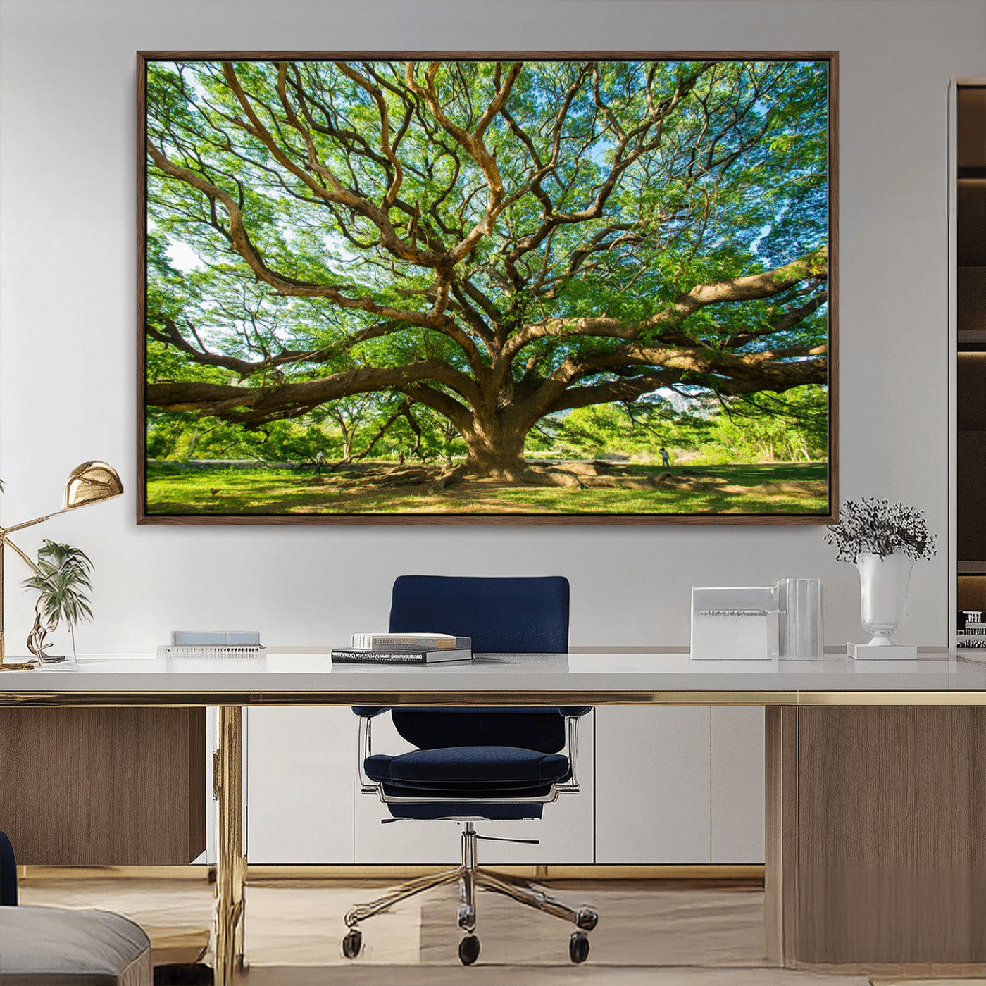 70569-MGV-CV-36X24-Majestic Oak Tree Wall Art – Serene Nature Canvas Print with Spreading Branches, Tranquil Forest Landscape Decor for Living Room or Office