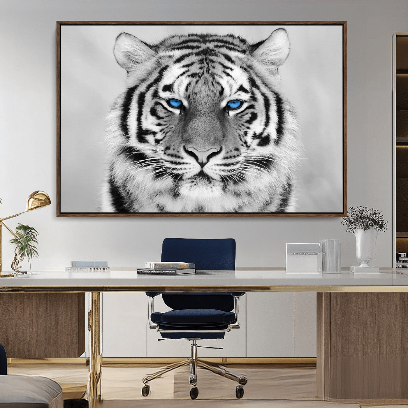 -Black and White Tiger Wall Art Animal Canvas Print