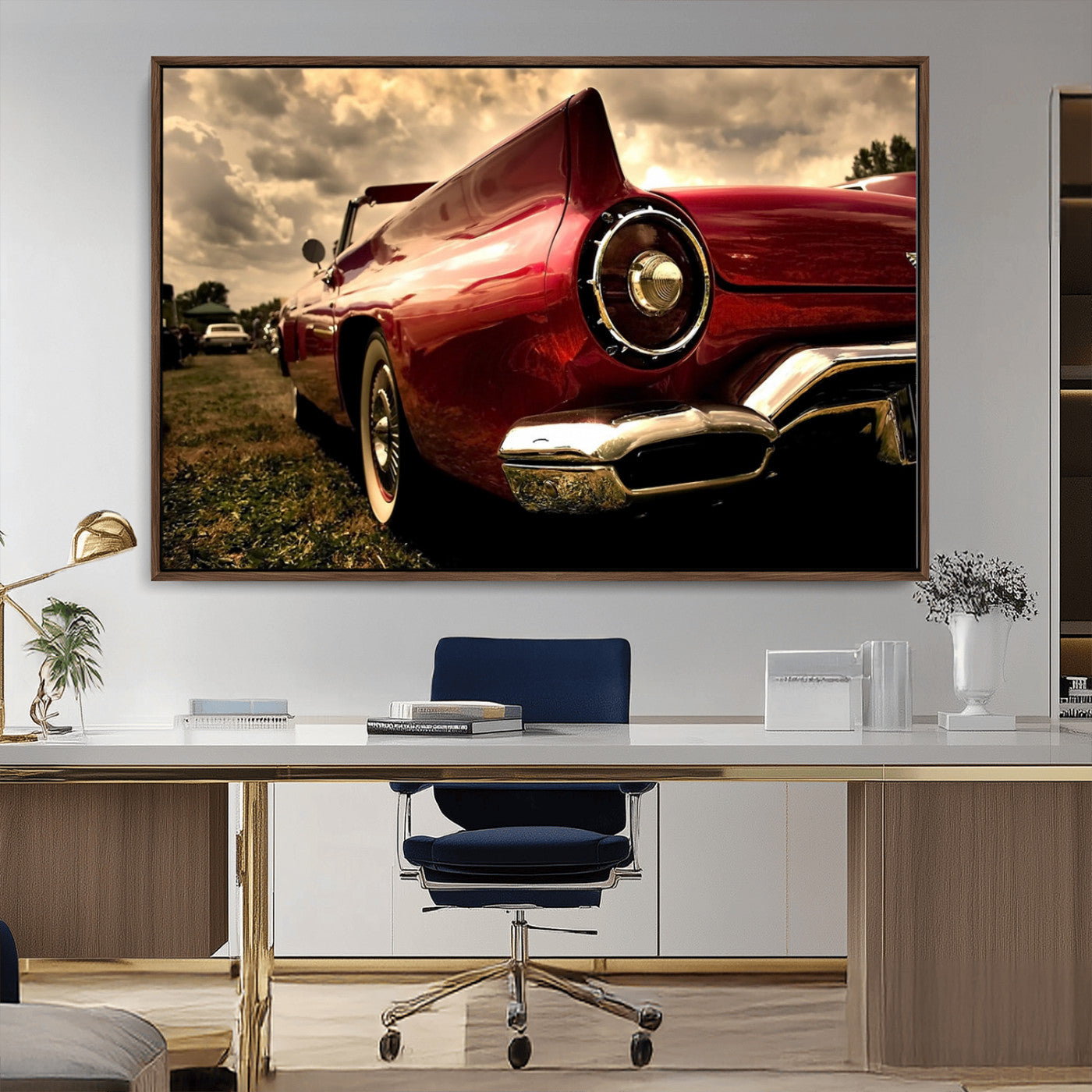 -Red Classic Car Wall Art Canvas Print