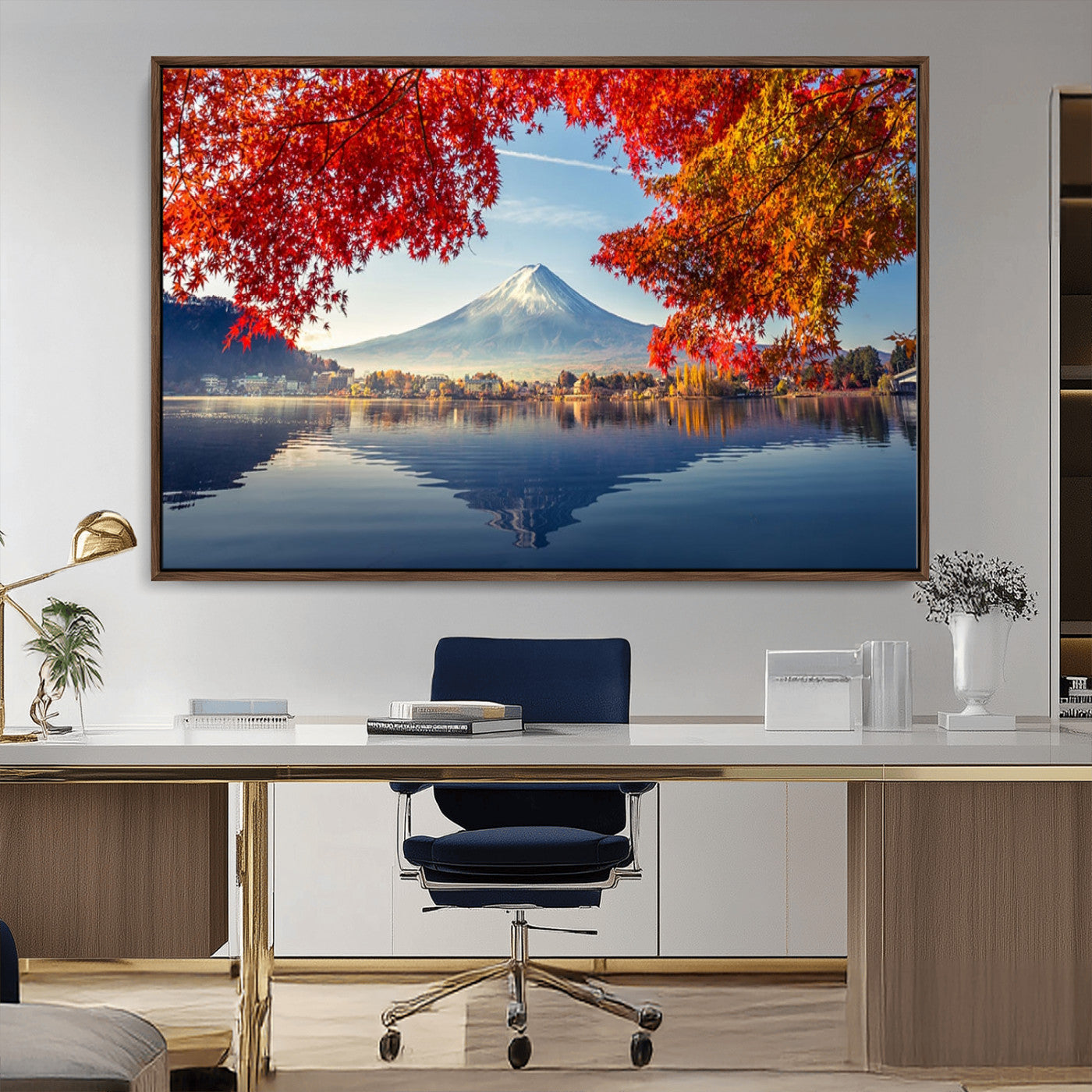 26428-MGV-FC-36X24_Walnut-Mount Fuji Canvas Wall Art Japan Autumn Mountain Canvas Print Wall Art