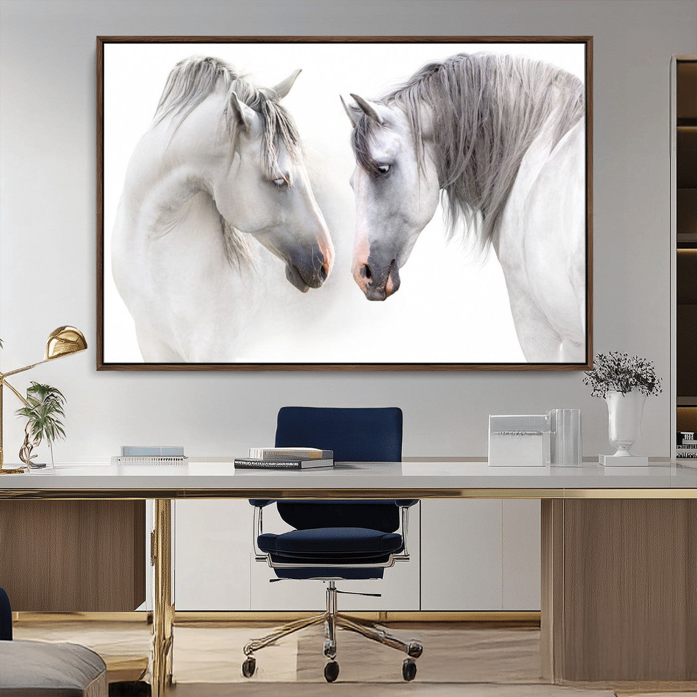 -White Horse Wall Art Animal Canvas Print