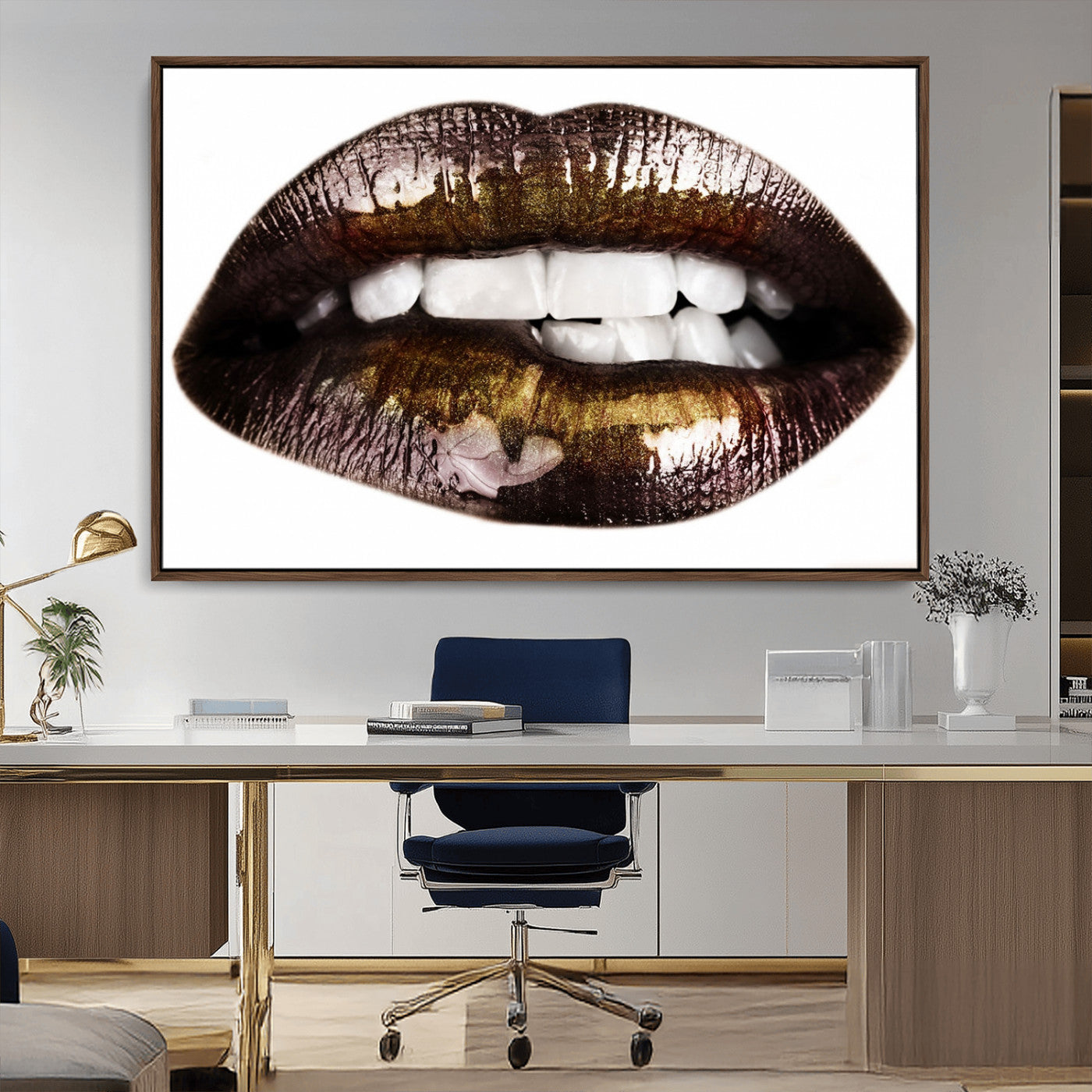 -Close Up Lips Wall Art Canvas Print
