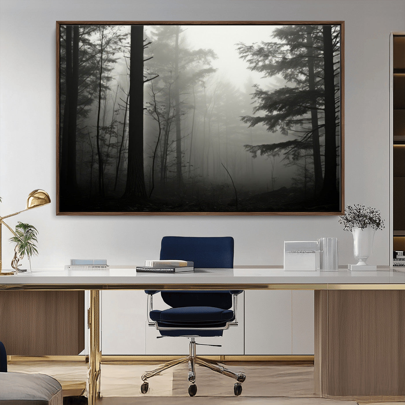 -Misty Forest Wall Art Premium Canvas Print a Foggy and Serene Atmosphere - Nature Wall Art