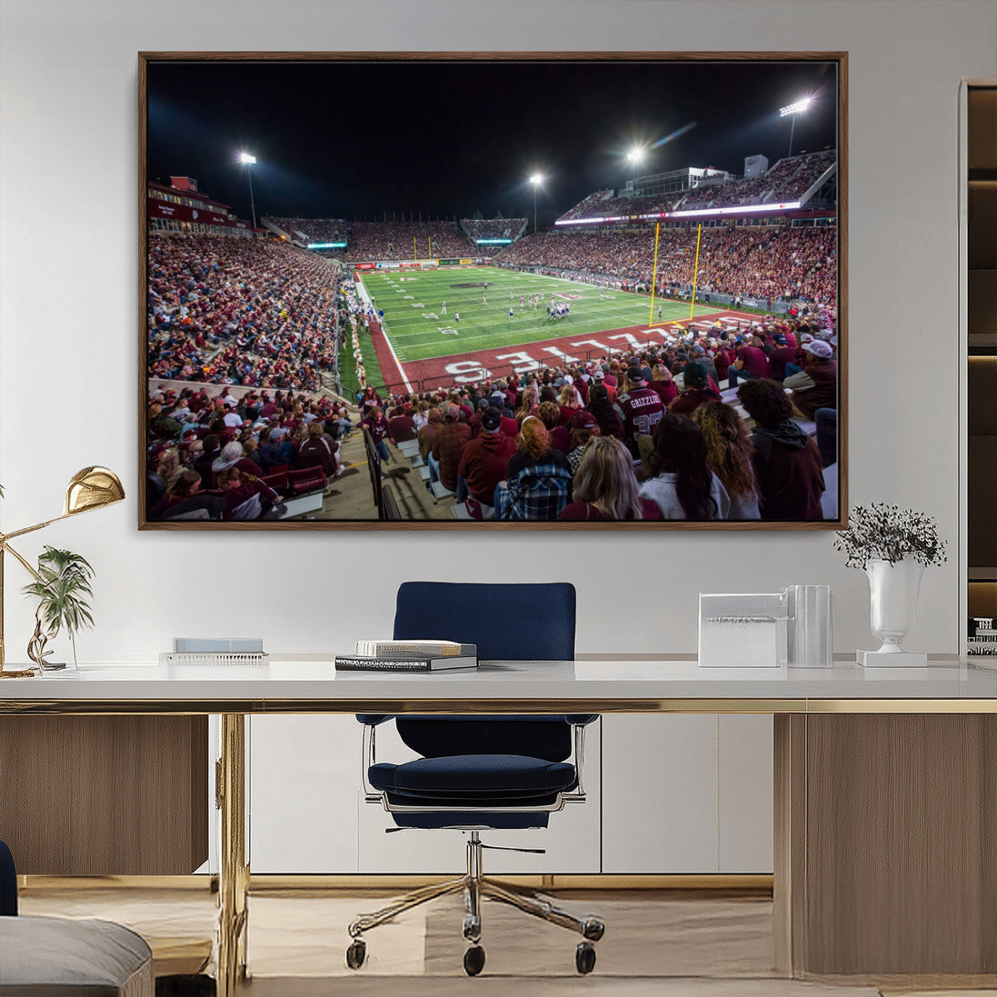 -American Football Wall Art Canvas Print Framed Stadium Sport Wall Art Print Iconic Game Day Decor for Home, Office