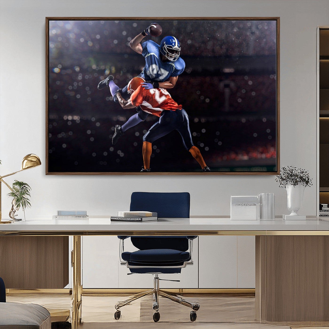 76491-MGV-CV-36X24-American Football Wall Art Canvas Print, Stadium Sport Wall Art Print