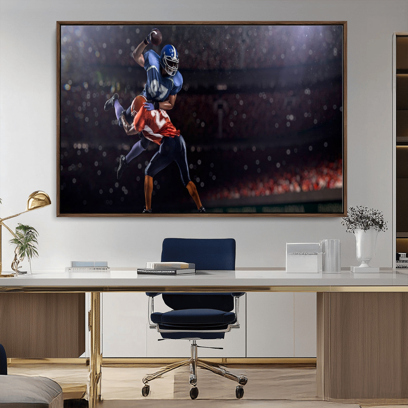 68009-MGV-CV-36X24-American Football Wall Art Canvas Print, Stadium Sport Wall Art Print