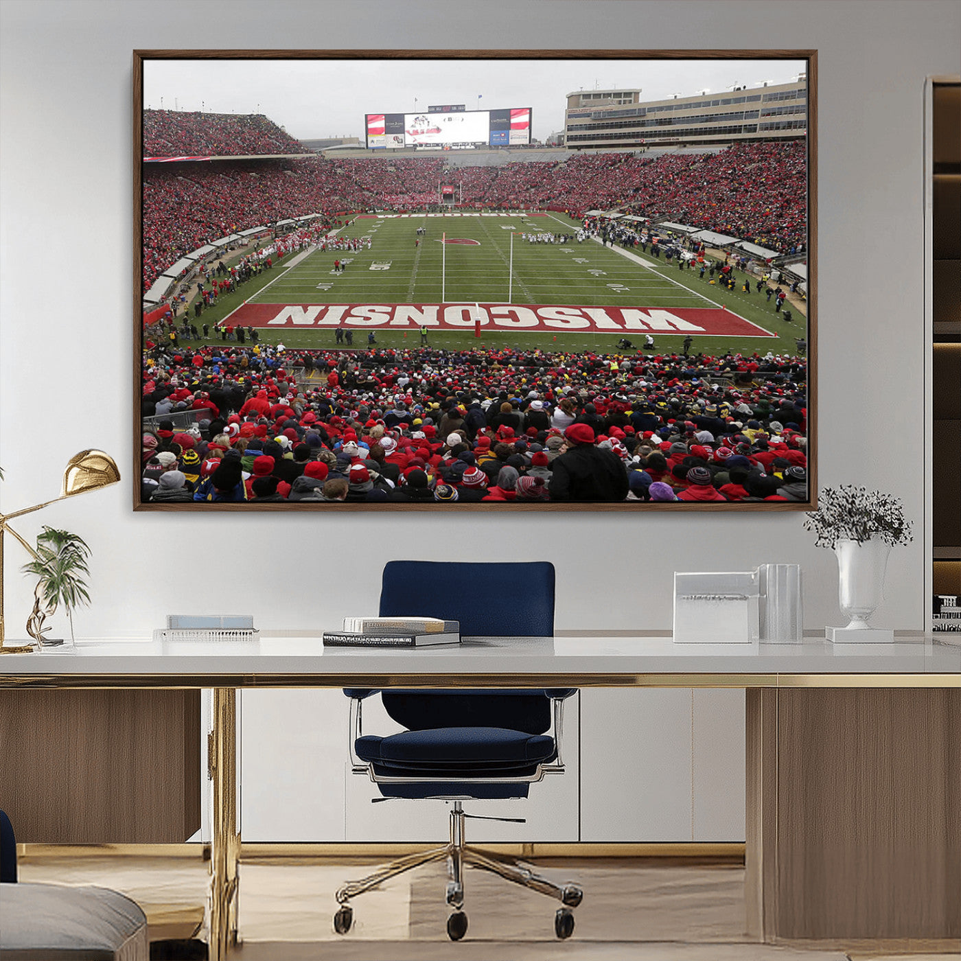 23461-MGV-CV-36X24-Wisconsin Badgers Team Print Canvas - Madison Camp Randall Stadium Wall Art Canvas Print