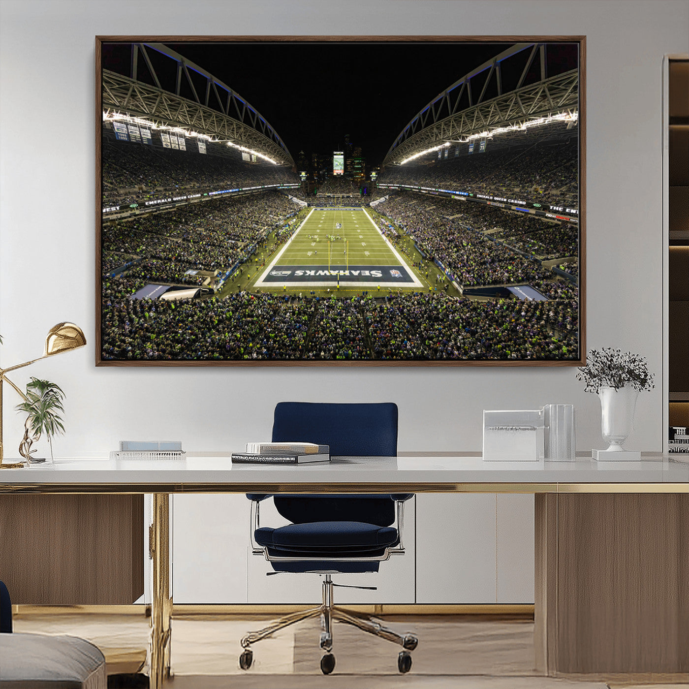 81900-MGV-CV-36X24-Seattle Seahawks Football Team Print Wall Art - Seattle Century Link Field Stadium Wall Art Canvas