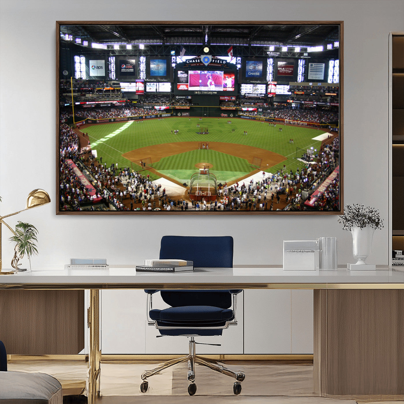 91630-MGV-CV-36X24-Arizona Diamondbacks Baseball Team Print - Phoenix Chase Field Baseball Stadium Wall Art Canvas