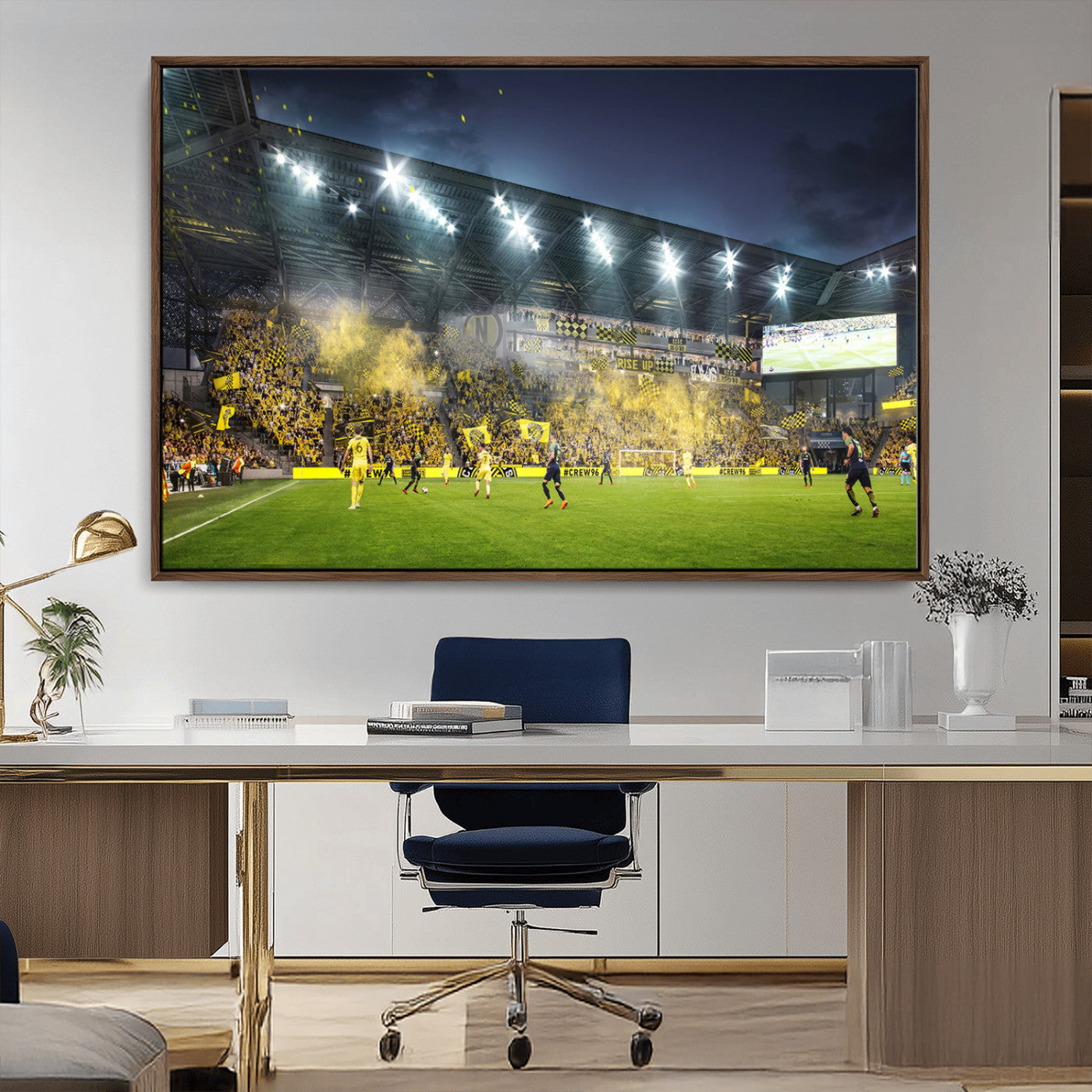 65820-MGV-CV-36X24-Columbus Crew Stadium Match Triple Canvas Wall Art - Dynamic MLS Game Scene Canvas Wall Art