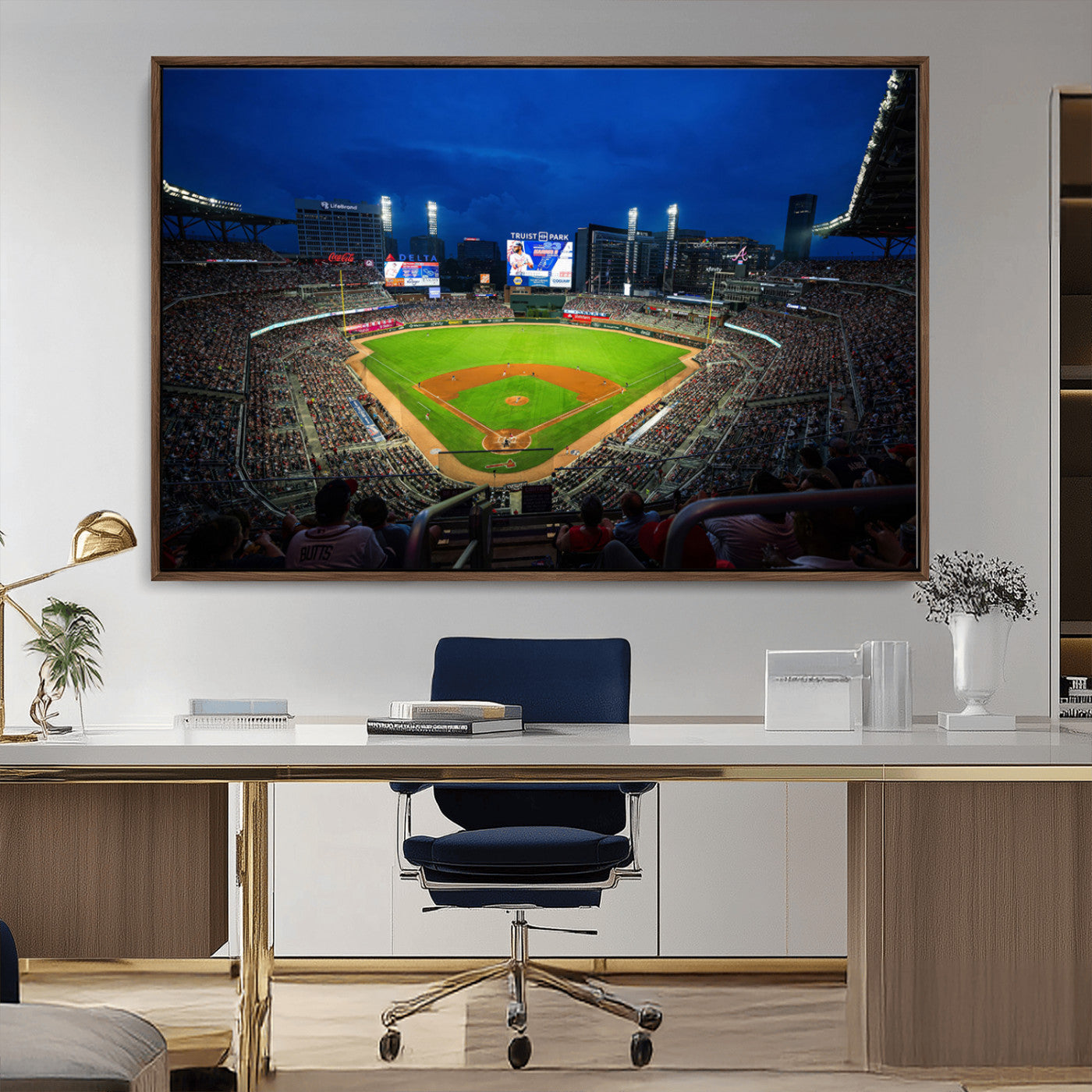 88590-MGV-CV-36X24-Truist Park Night Game Canvas Art - Atlanta Braves Stadium Wall Art Canvas