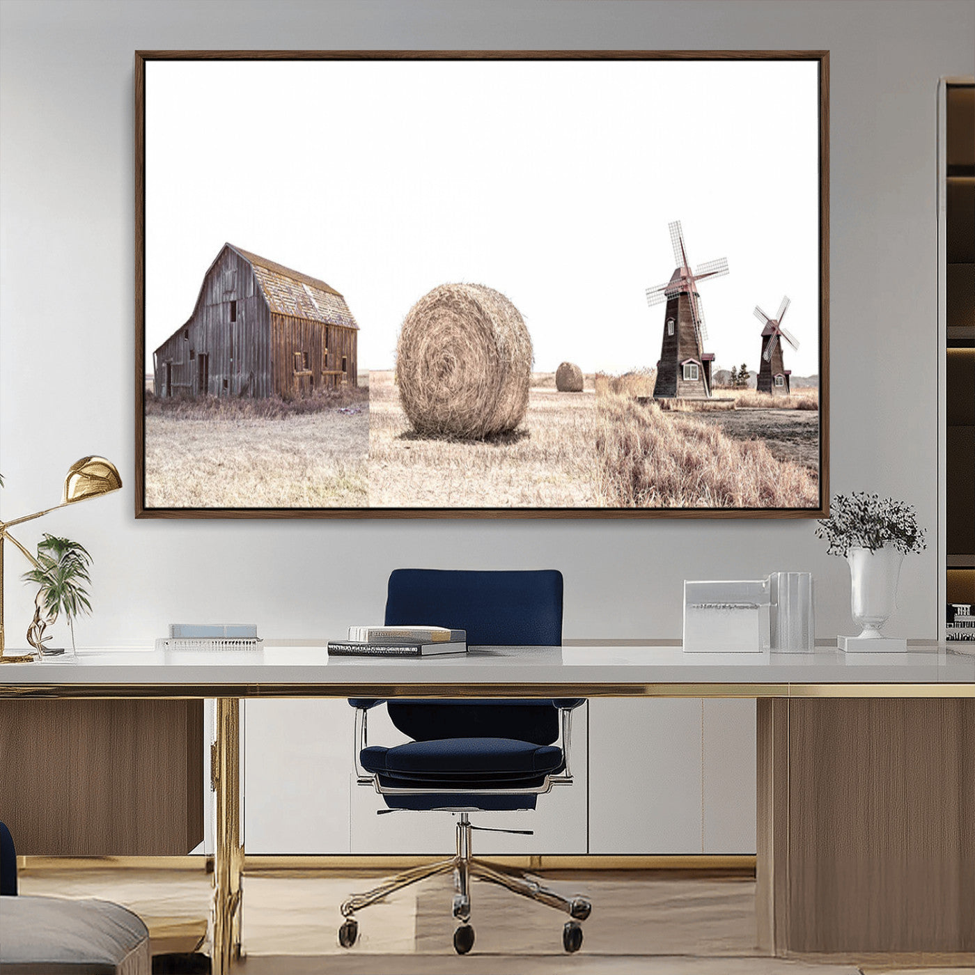 94971-MGV-CV-36X24-Farm Prints Set, Set of 3 Farmhouse Wall Art, Country House Decor, Barn Print, Wheat Print,