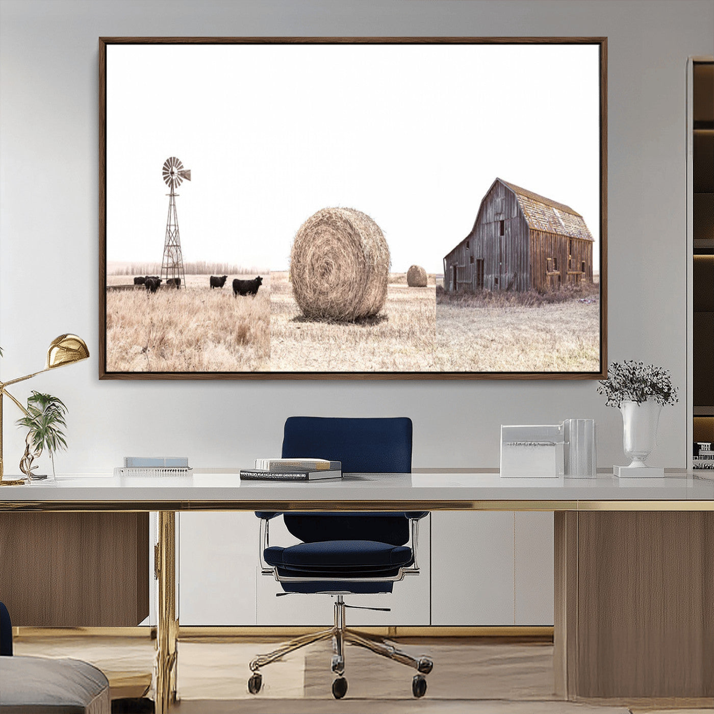 30918-MGV-CV-36X24-Farm Prints Set, Set of 6 Farmhouse Wall Art, Country House Decor, Barn Print, Wheat Print,