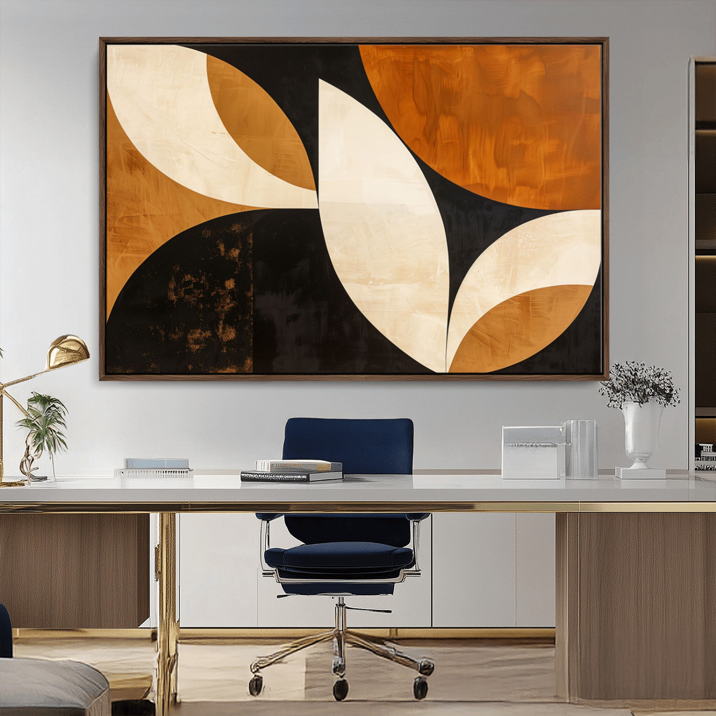21251-MGV-CV-36X24-Geometric Abstract Wall Art Canvas Print, Mid Century Modern Wall Art Print