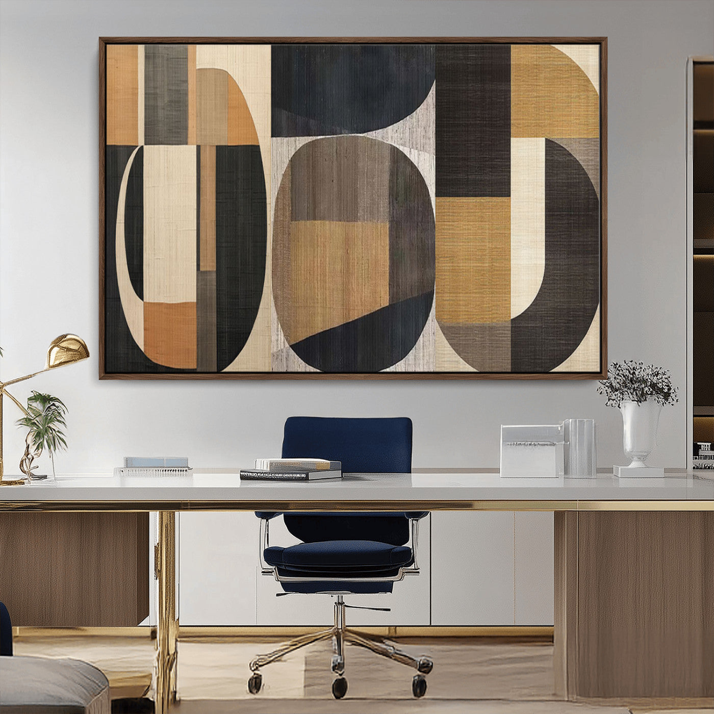 84035-MGV-CV-36X24-Modern Brown Wabi Sabi Wall Art Canvas Print Set – Framed Minimalist Abstract Artwork for Home, Office Decor