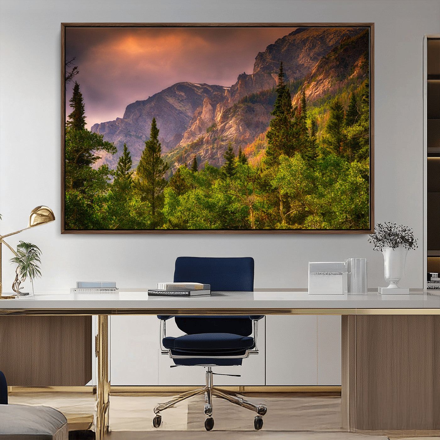-Colorado Rockies Mountains Wall Art Canvas Print | Ready to Hang Framed Mountain Landscape